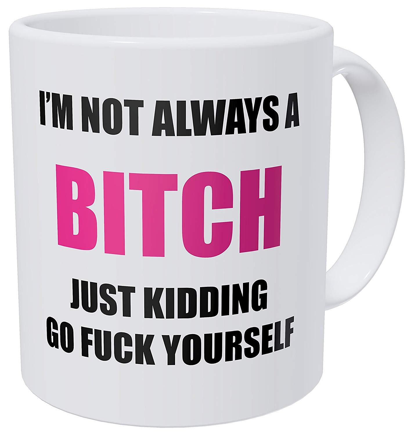 Funny Sarcastic Coffee Mug - 'I'm Not Always A Bitch, Just Kidding' 11oz Insulated Ceramic Cup - Humorous Office Gift & Inspirational Mug for Women - Perfect for Coffee, Tea or Hot Chocolate at Work or Home