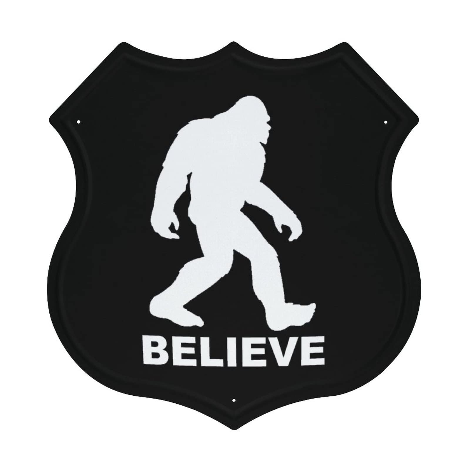 Bigfoot Sasquatch Wall Art - Printed Metal Home Decor with Shield Design - Funny Office & Room Decor - Perfect for Living Room, Man Cave & Gift Giving