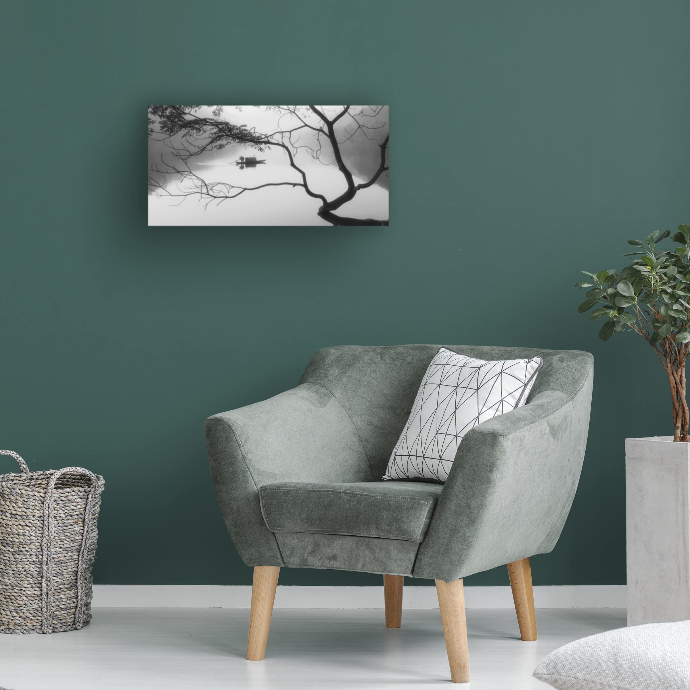 Bingo Z 'Fog' Canvas Wall Art Print - Modern Abstract Landscape Painting for Living Room, Bedroom & Office Decor