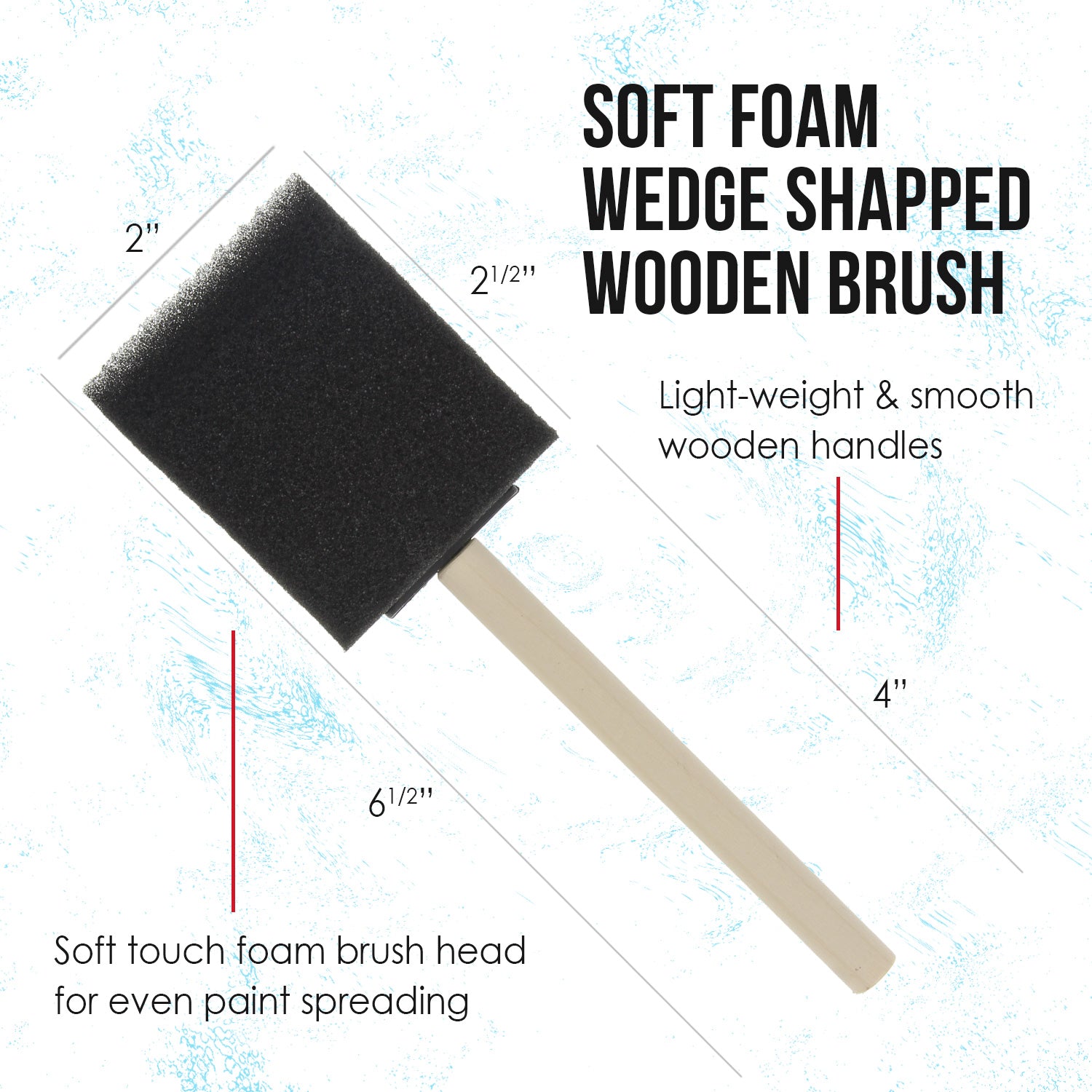 2 Inch Foam Sponge Paint Brushes with Wood Handle - 20 Pack for Acrylic, Stain, Varnish & Crafts - Lightweight & Durable Artist Brushes for DIY, Home Decor, Furniture Painting & Art Projects