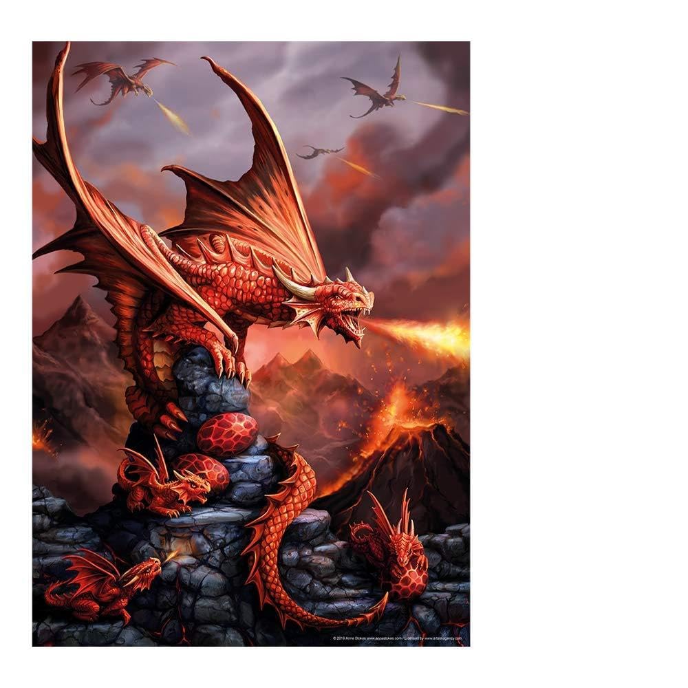 Anne Stokes Fire Dragon Wall Poster - Officially Licensed Home Decor Art for Living Room, Bedroom & Kitchen | Gothic Fantasy Wall Art for Fans & Collectors