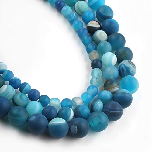 Peacock blue Dull Polish Matte Striated Agates