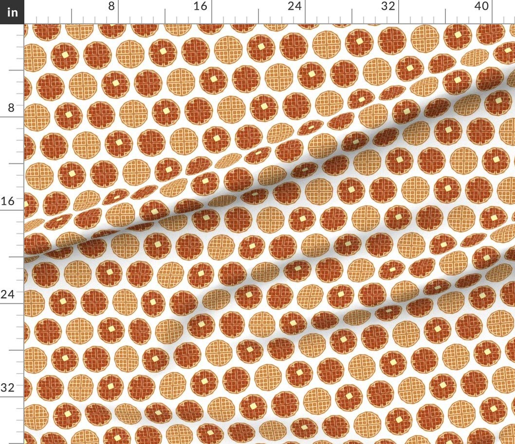 Waffle Breakfast Food Junk Printed Petal Signature Cotton Fabric - Fat Quarter for Sewing, Quilting, Apparel & DIY Crafts - Perfect for Kitchen Decor, Aprons & Home Textiles