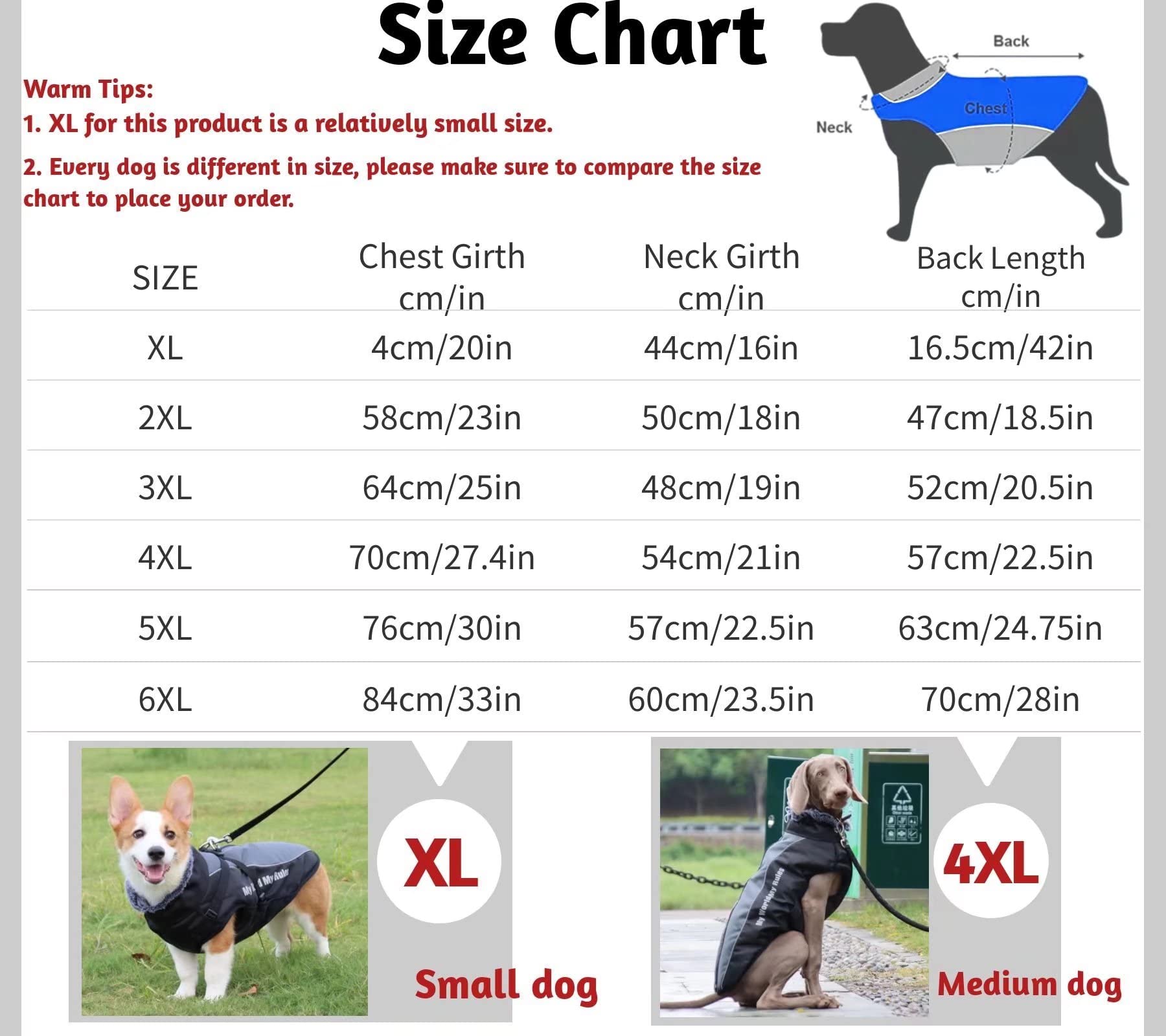 Xqpetlihai Reflective Waterproof Windproof Dog Winter Jacket with Zipper Harness & Furry Collar - Fleece Lined Pet Coat for Medium & Large Dogs (Size 3XL, Blue) - Perfect for Hiking, Camping & Outdoor Winter Adventures
