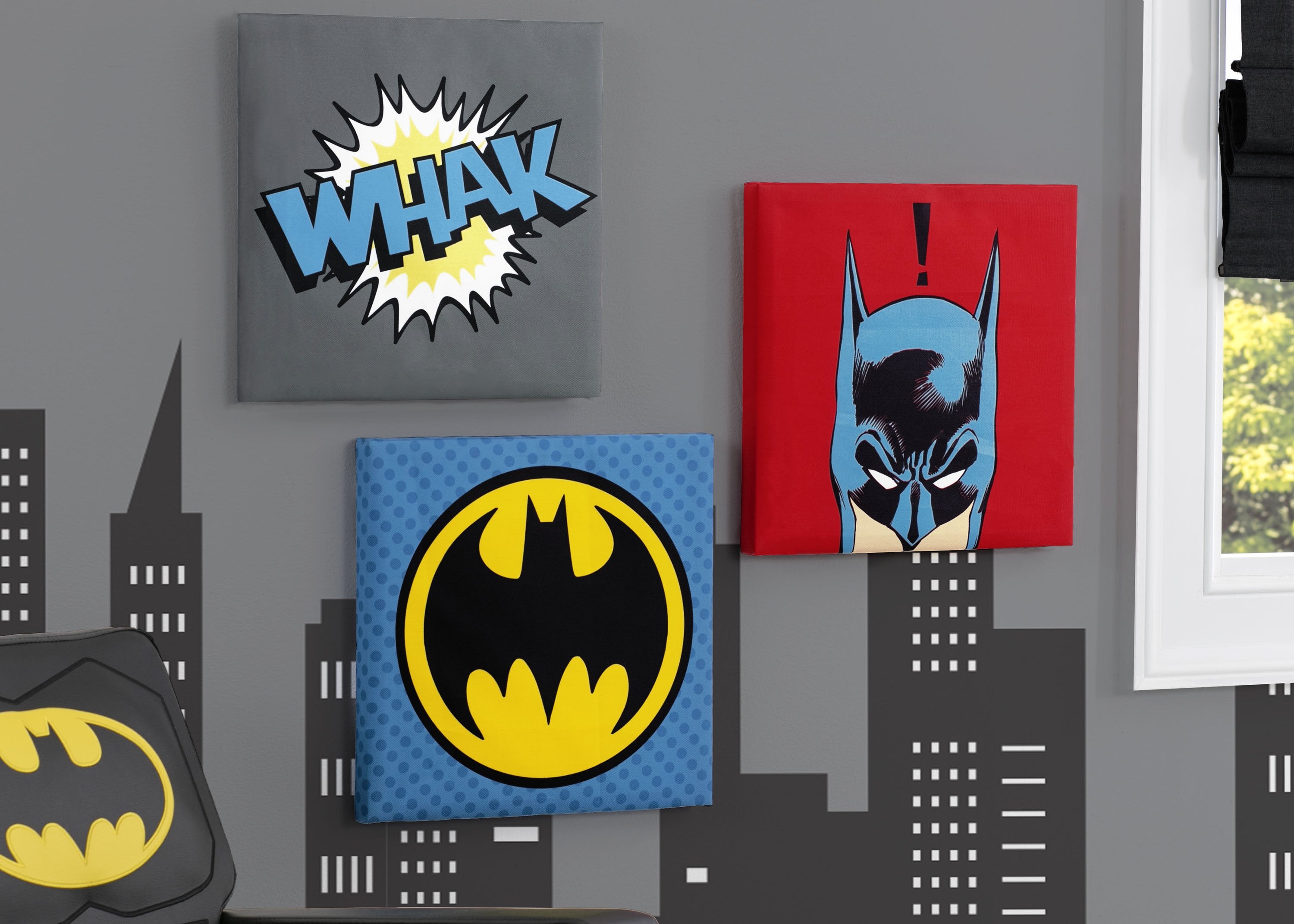Batman 3 Piece Canvas Wall Art Set - Superhero Home Decor for Living Room, Bedroom & Office - DC Comics Wall Art Prints for Batman Fans
