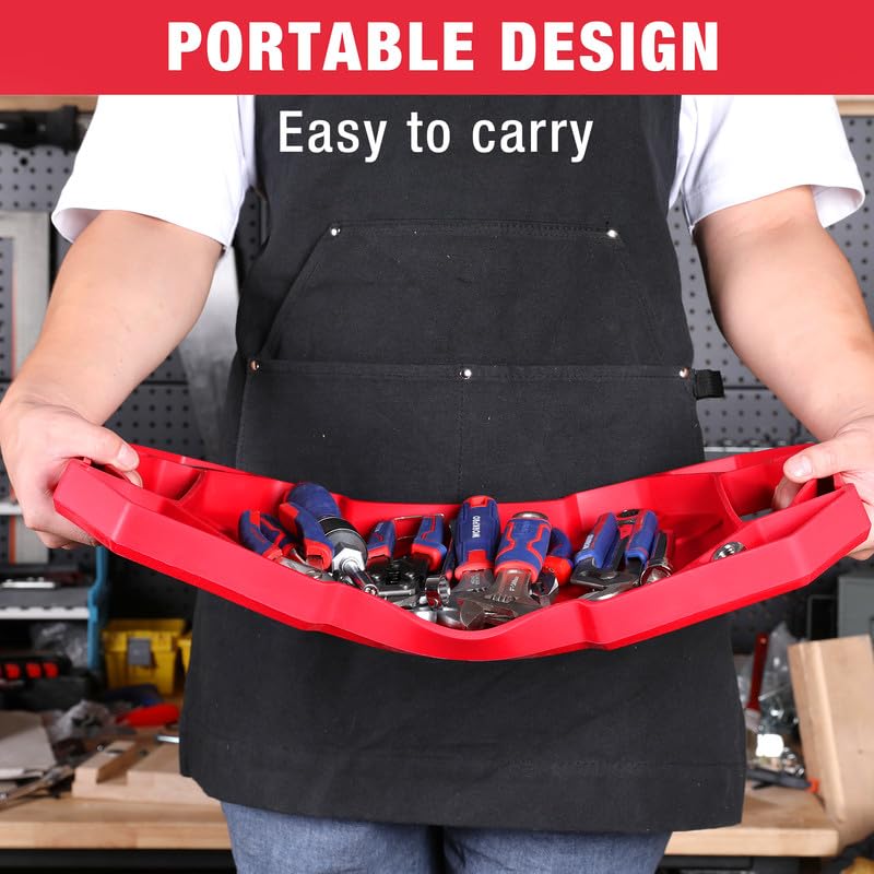 WORKPRO 5-Piece Non-Slip Tool Tray Set with 3 Silicone Organizers & 2 Magnetic Trays - Durable Tool Mat, Holder & Storage Solution for Mechanics, DIY & Workshop Organization