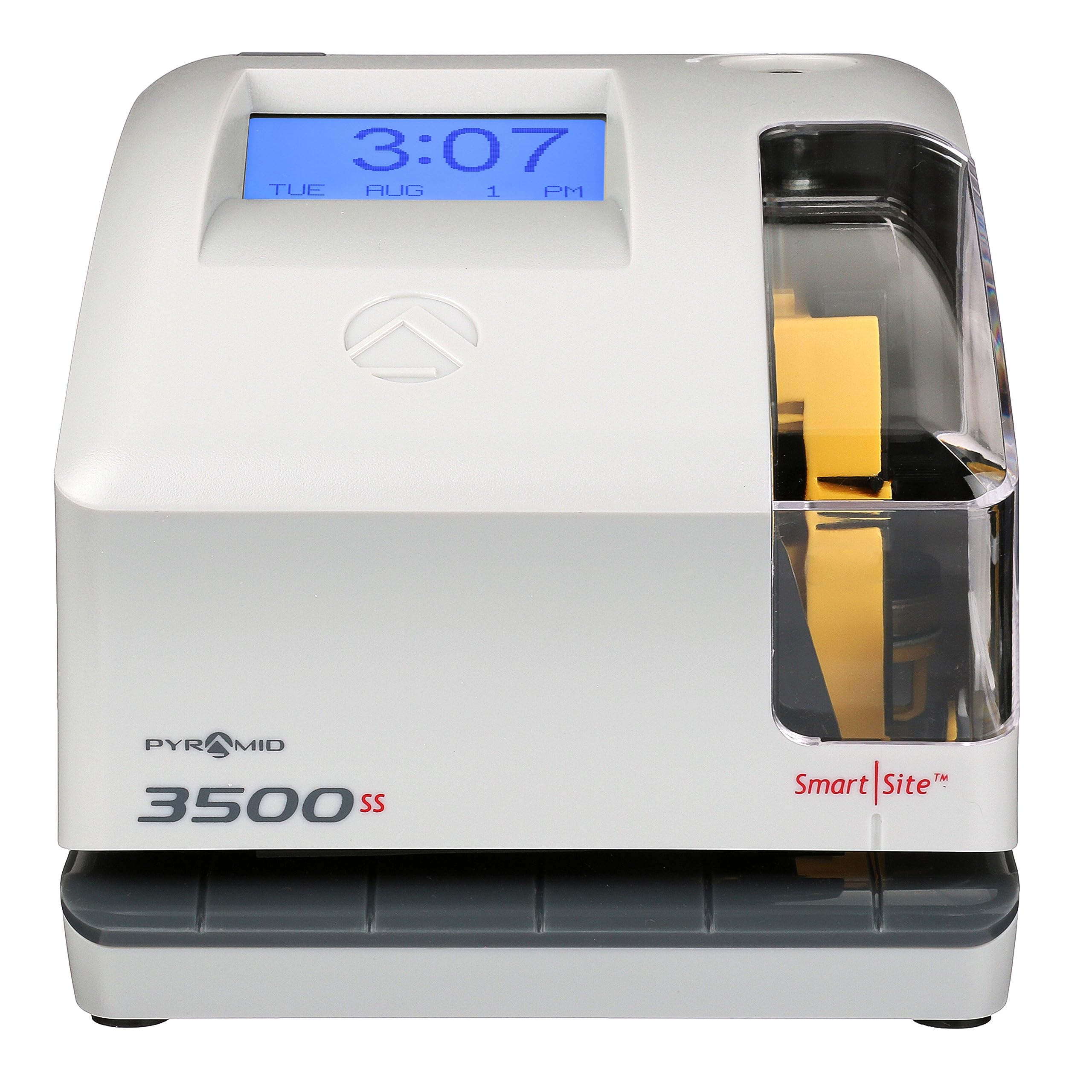 Pyramid Time Systems 3500SS Employment Time Clock & Document Stamp with Smart Site Alignment - Punch Time Clock Kit Includes 25 Time Cards, 1 Ribbon & 2 Security Keys - Perfect for Small Business Employee Time Tracking & Payroll Documentation