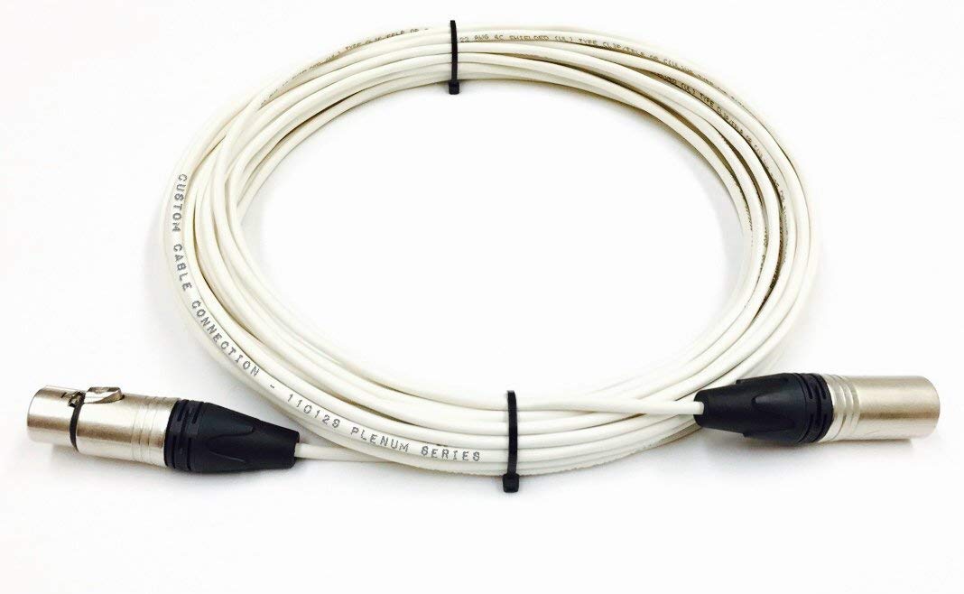 300ft Plenum XLR Male to Female Balanced Audio Cable - Professional Grade, Low Noise, White - Ideal for Studio Recording, Live Sound & Pro Audio Setups