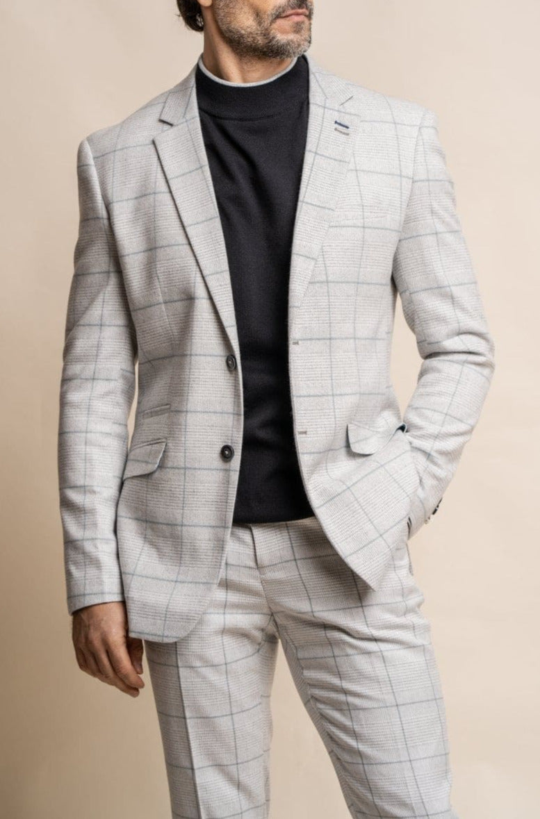 Cavani Radika Light Grey Slim Fit Blazer for Men - Modern Tailored Suit Jacket | Perfect for Business Meetings, Weddings & Formal Events