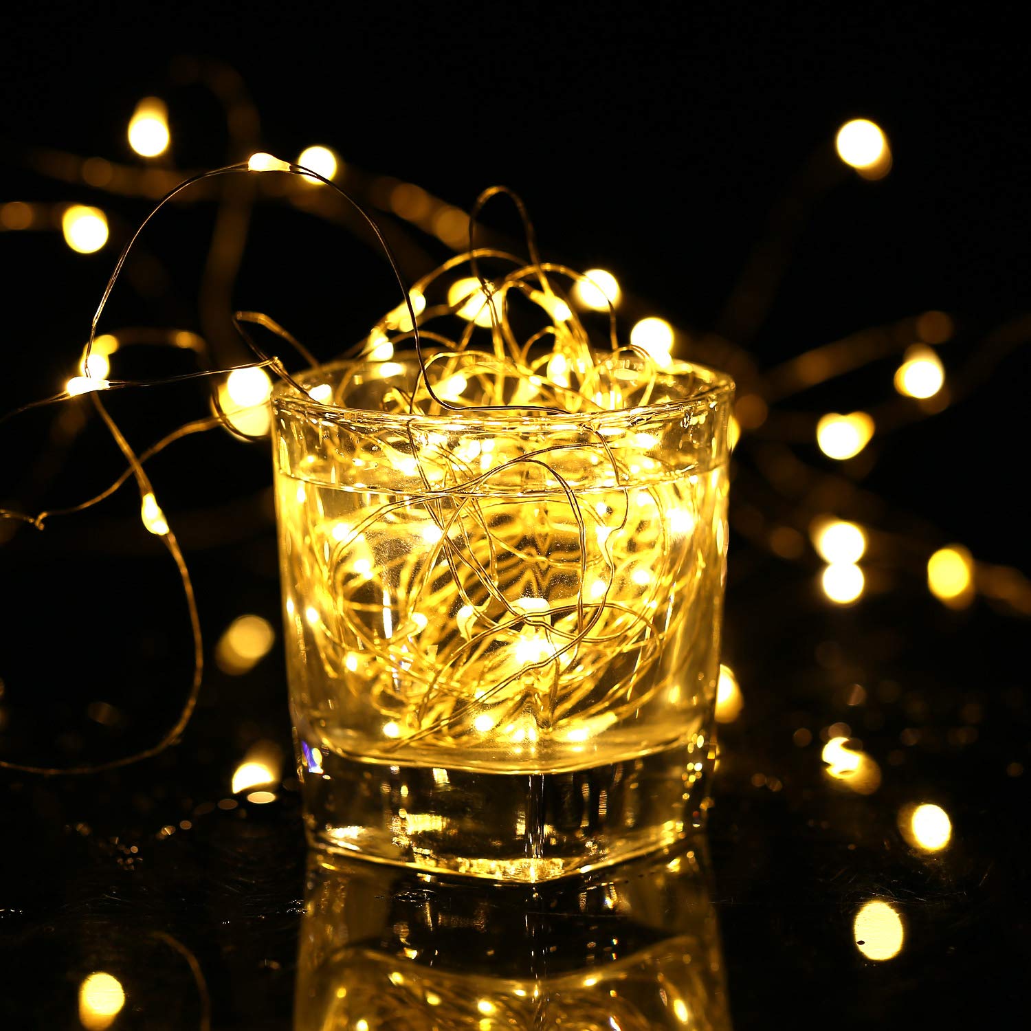TingMiao 33ft 100 LED Copper Wire Fairy Lights - 8 Modes USB Powered String Lights with Remote Control, Warm White (2 Pack) - Perfect for Wedding, Party, Home, Christmas & Indoor/Outdoor Decoration