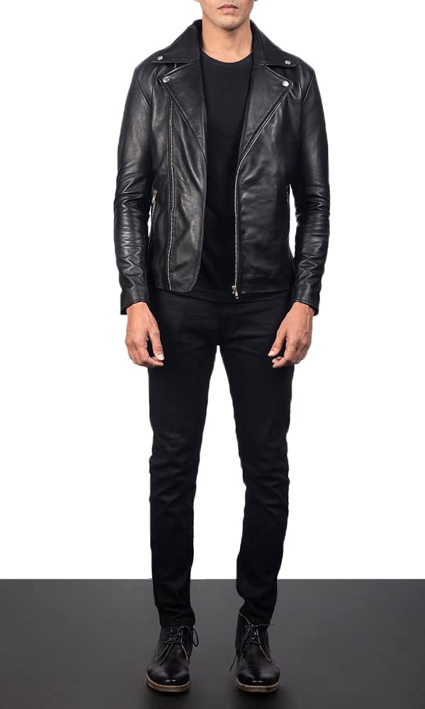 The Jacket Maker Noah Men's Motorcycle Jacket - Genuine Leather Double Rider Biker Jacket for Men | Perfect for Riding, Casual Wear & Outdoor Adventures