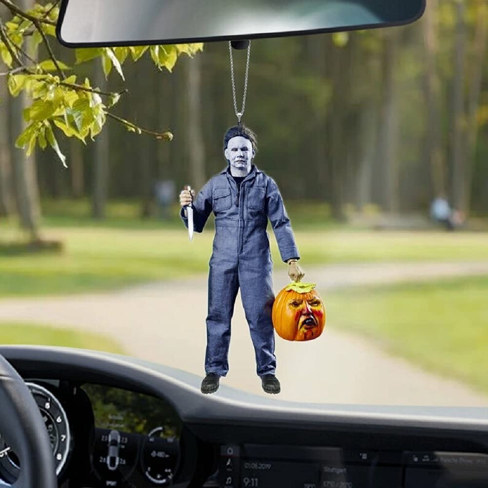 GTZZ Halloween Horror Dwarf Car Pendant - Scary Movie Zombie Dwarf Hanging Ornament for Rearview Mirror - Spooky Halloween Decor Gift for Car & Home (Style B) - Perfect for Halloween Parties, Haunted House Decor & Horror Movie Fans