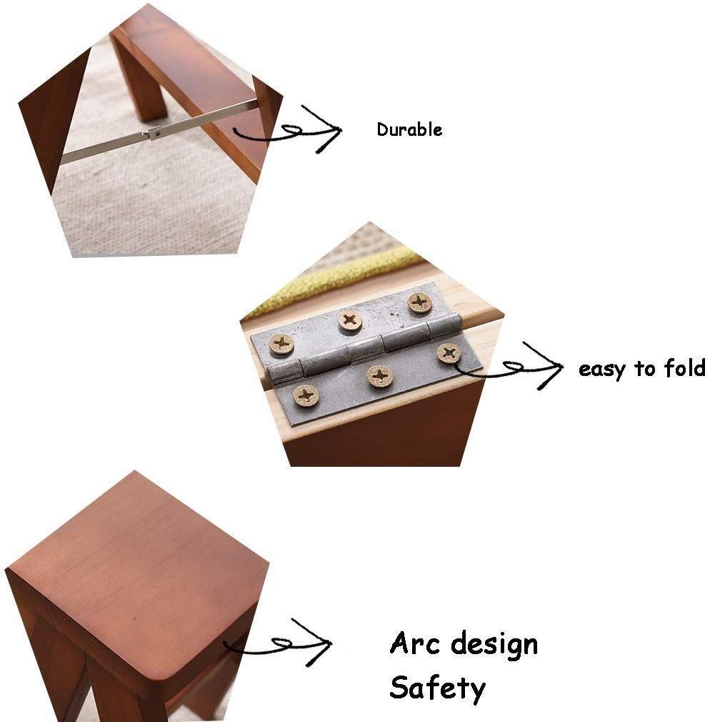 KAZUP 3-Step Foldable Wooden Step Stool with Striped Sponge Seat - Indoor Climbing Stool, Ladder Chair for Kitchen, Dining Room, and Home Use - Perfect for Reaching High Shelves and Storage Spaces