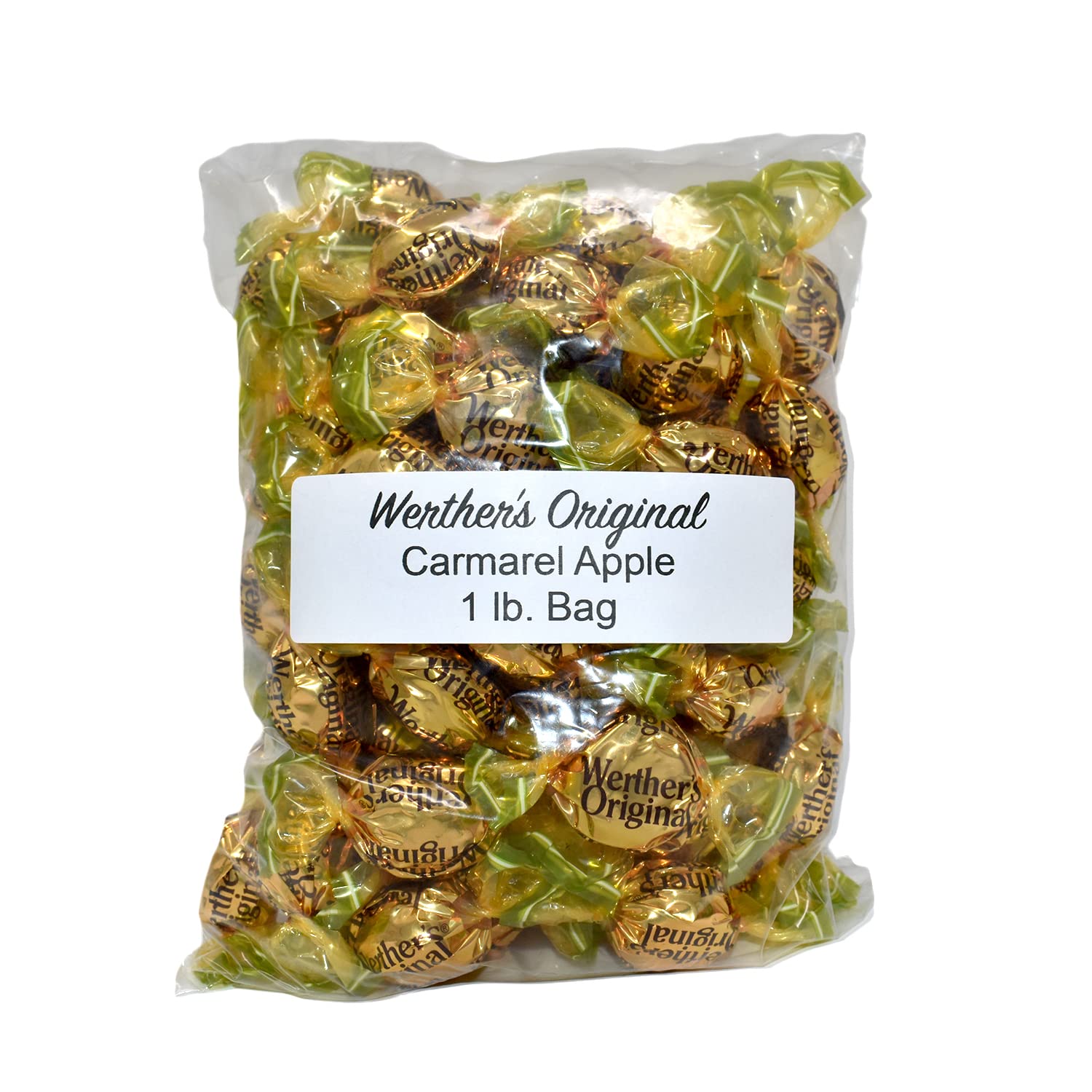 Werthers Original Hard Candy Bulk 1 lb - Individually Wrapped Caramel Apple Flavor - Resealable Aromatik™ Pouch - Perfect for Halloween Treats, Party Favors & Office Snacks