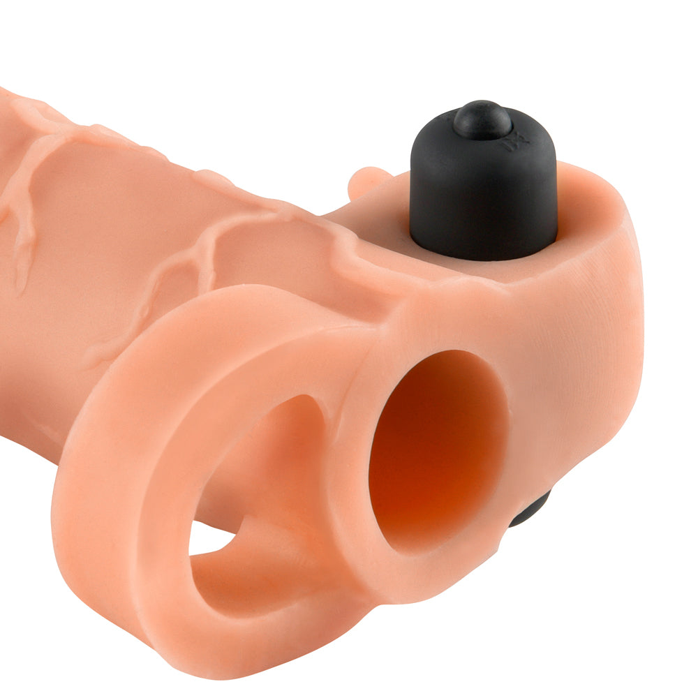 Fantasy X Tensions Realistic Vibrating Penis Extension Sleeve - Enhance Pleasure for Couples & Solo Play, Waterproof & Body-Safe Silicone for Intimate Moments