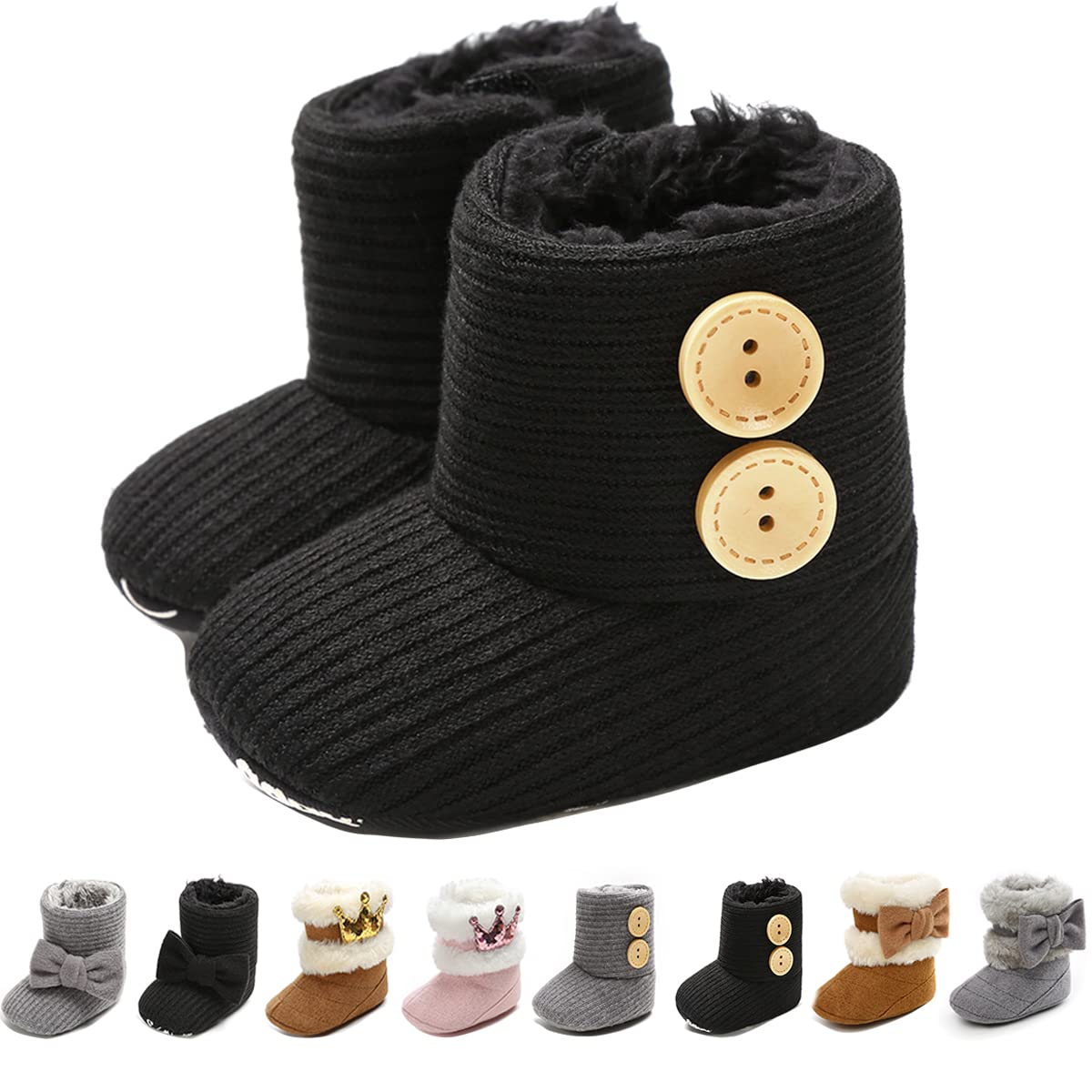 Ohwawadi Cozy Fleece Baby Booties for Boys & Girls - Warm Winter Snow Boots & Slippers for Newborns & Toddlers - Perfect for Indoor Play, Outdoor Walks & Cold Weather Protection