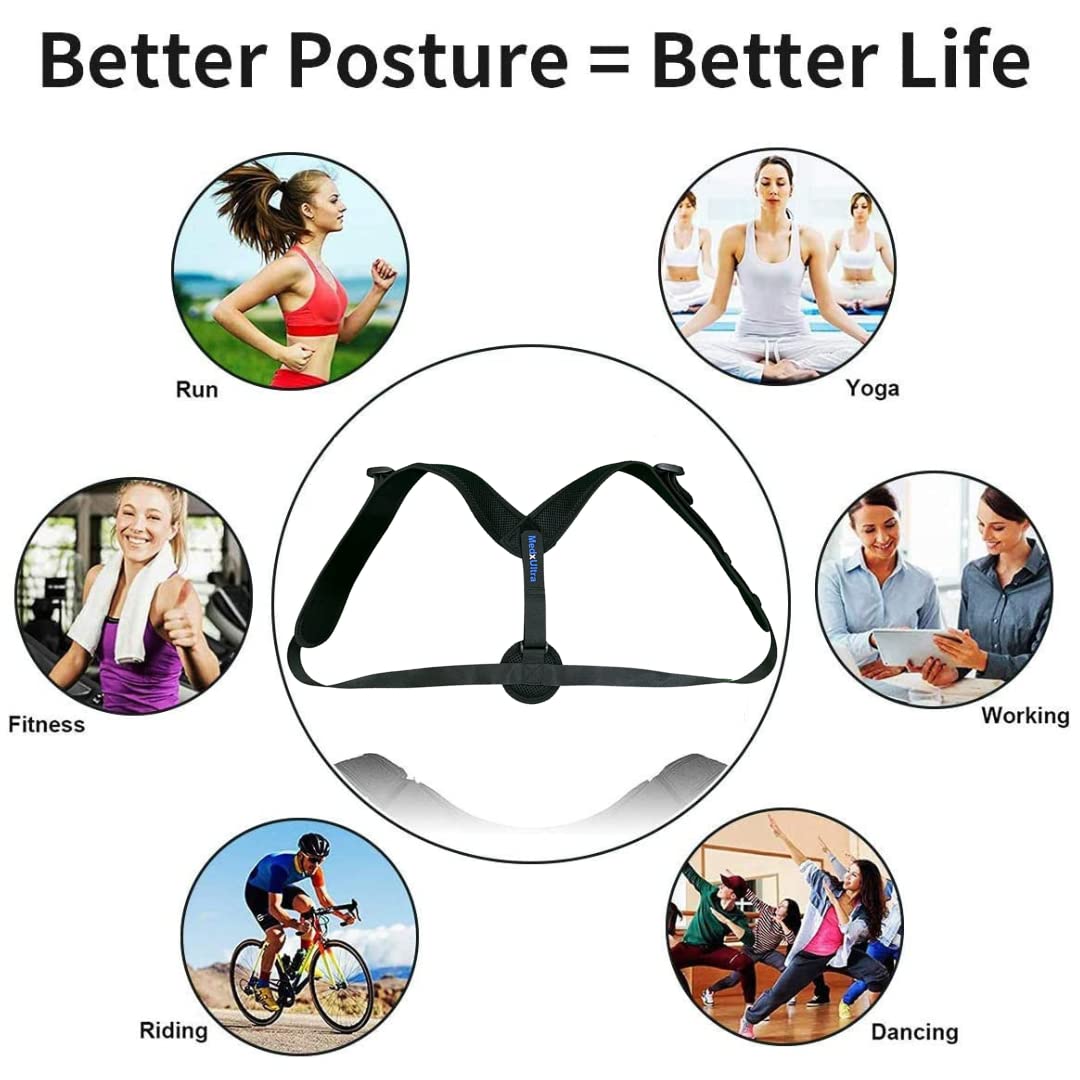 Posture Corrector with Carrying Bag - Adjustable Back Brace for Men, Women & Kids - Relieves Neck, Shoulder & Upper Back Pain - Invisible Support for Office, Driving & Daily Use