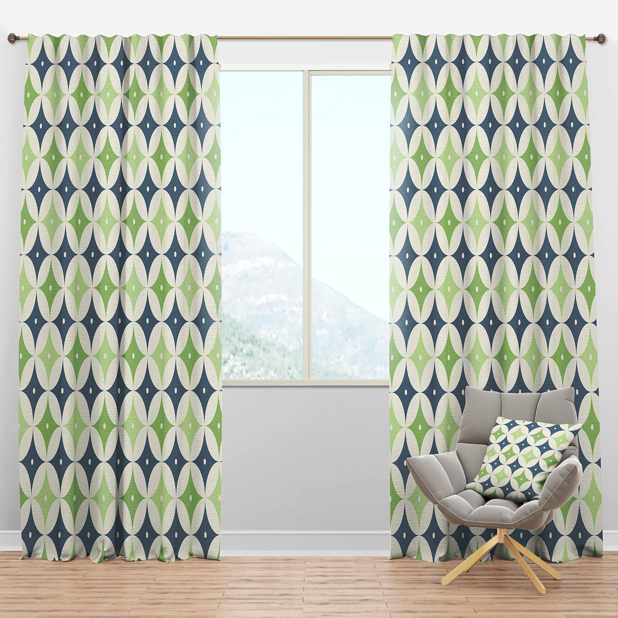 Retro Geometric Blackout Curtains - Thermal Insulated Single Panel (52x95 inches) for Bedroom & Living Room | Noise Reducing & Energy Saving Window Drapes for Home Decor