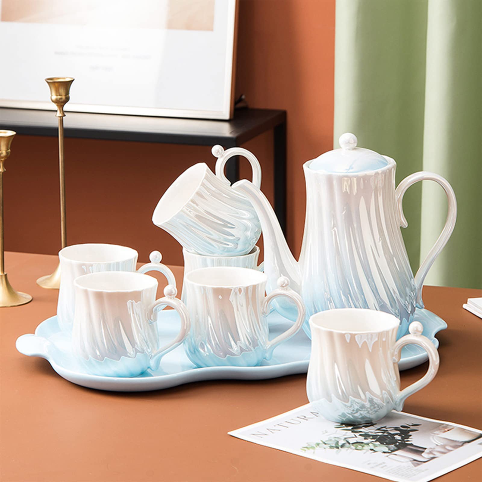 Creative Ceramic Coffee Cup & Teapot Set - Elegant Bone China Water Bottle, Seasoning Jar & Afternoon Tea Cups for Kitchen & Home Use - Perfect for Coffee Lovers, Tea Parties & Stylish Kitchen Decor
