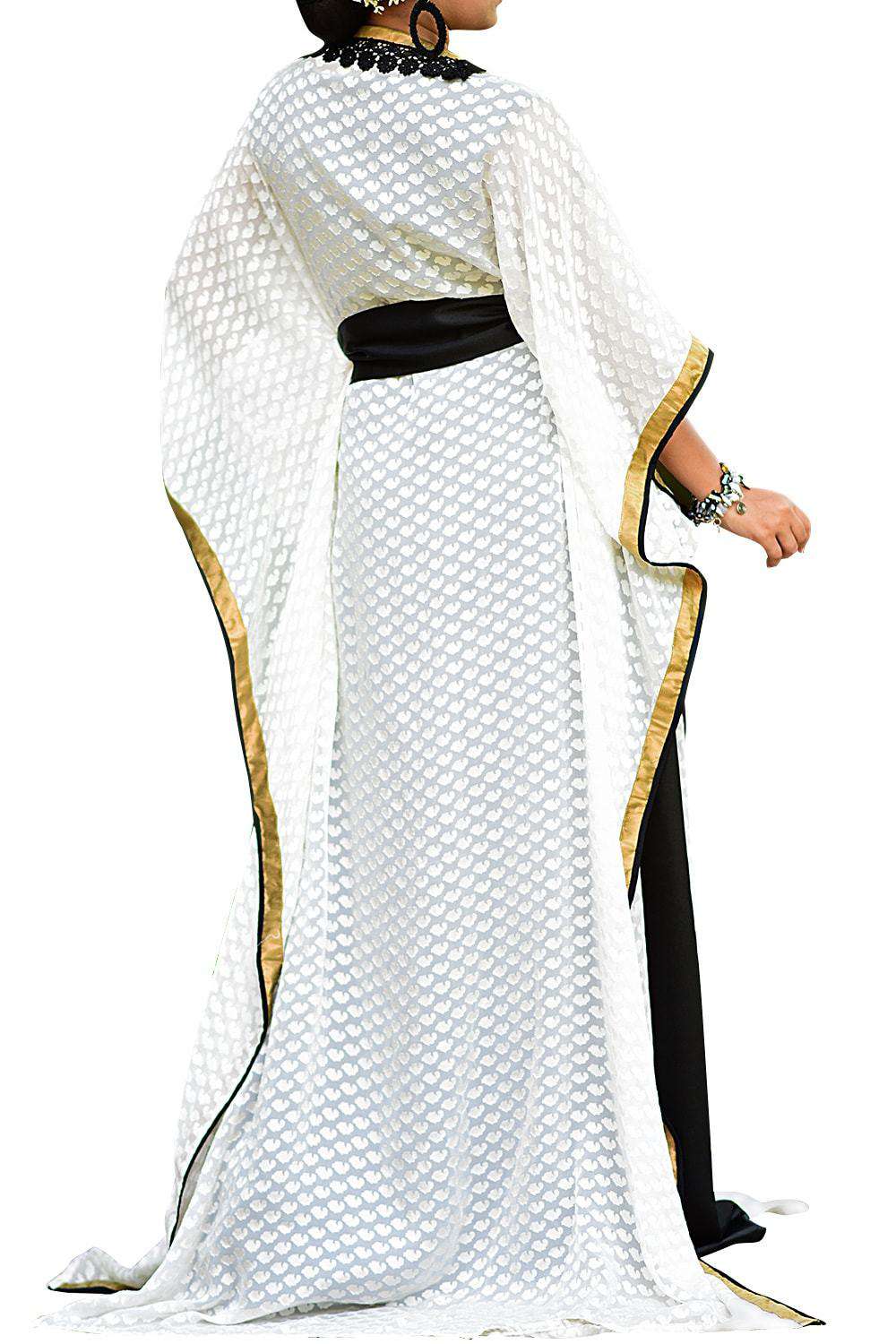 Stylish Black and Off White Moroccan Kaftan Jacket for Women - Elegant Loungewear & Boho Chic Homewear
