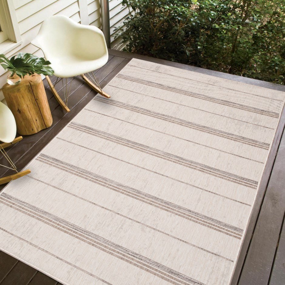 Premium Polypropylene Ivory Sand Rug - Indoor/Outdoor Use - Perfect for Living Room, Patio, and Deck - Durable & Weather-Resistant