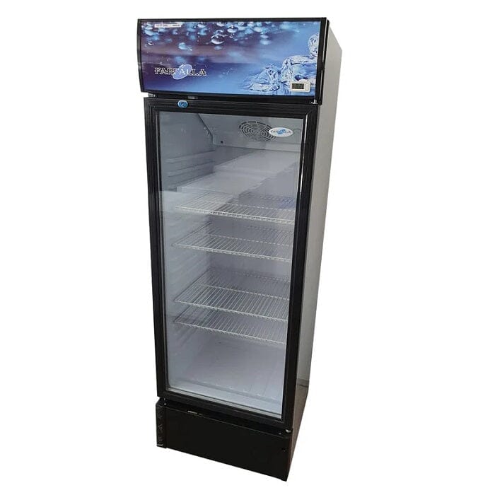 Farfalla FSC DT348BL 348L Commercial Drink Chiller - Energy Efficient Glass Door Beverage Cooler for Restaurants, Bars, and Cafes - Perfect for Displaying Sodas, Juices, and Bottled Drinks