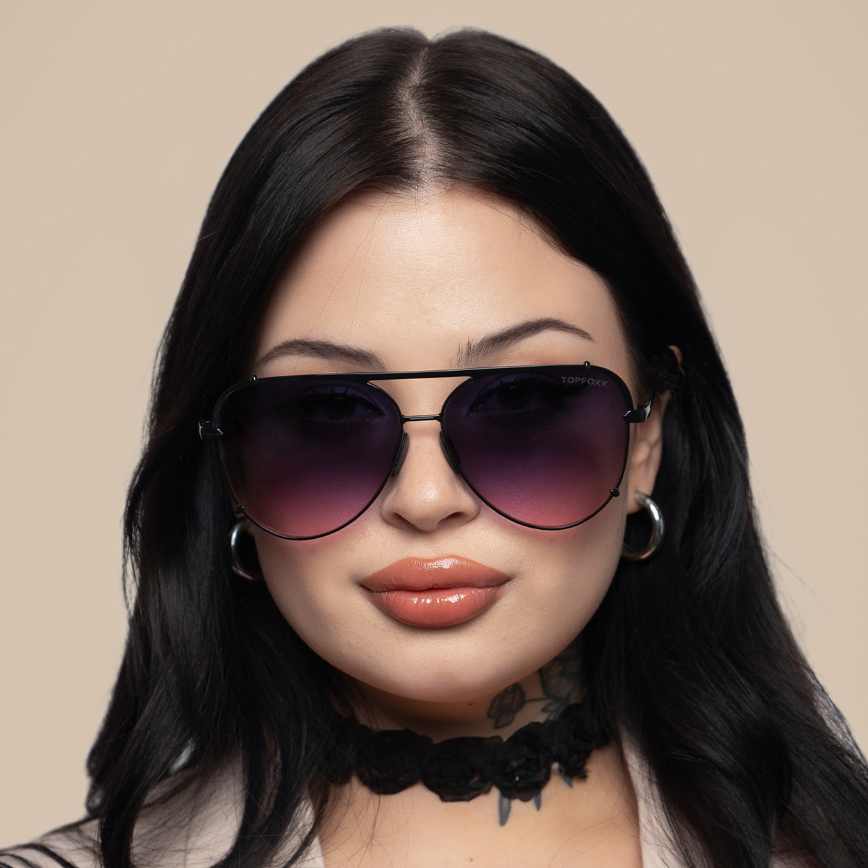 Tangle-Free Faded Purple & Pink Aviator Sunglasses for Women - Trendy UV Protection Shades for Driving, Beach & Outdoor Activities
