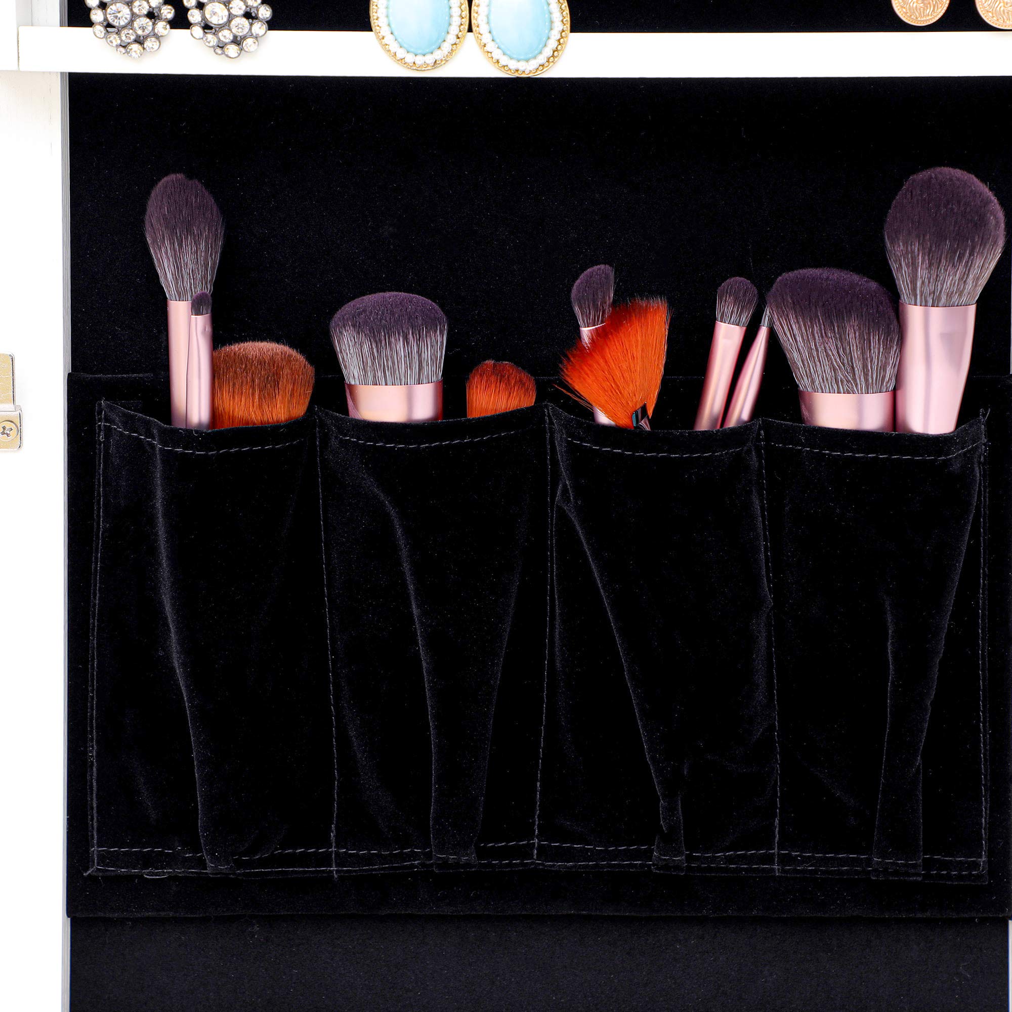 6 LED Lockable Standing Mirror Jewelry Cabinet with Large Storage - Full Screen & Interior Mirror, 2 Drawers, 3 Adjustable Angles - Perfect for Bedroom, Dressing Room & Jewelry Organization (White)