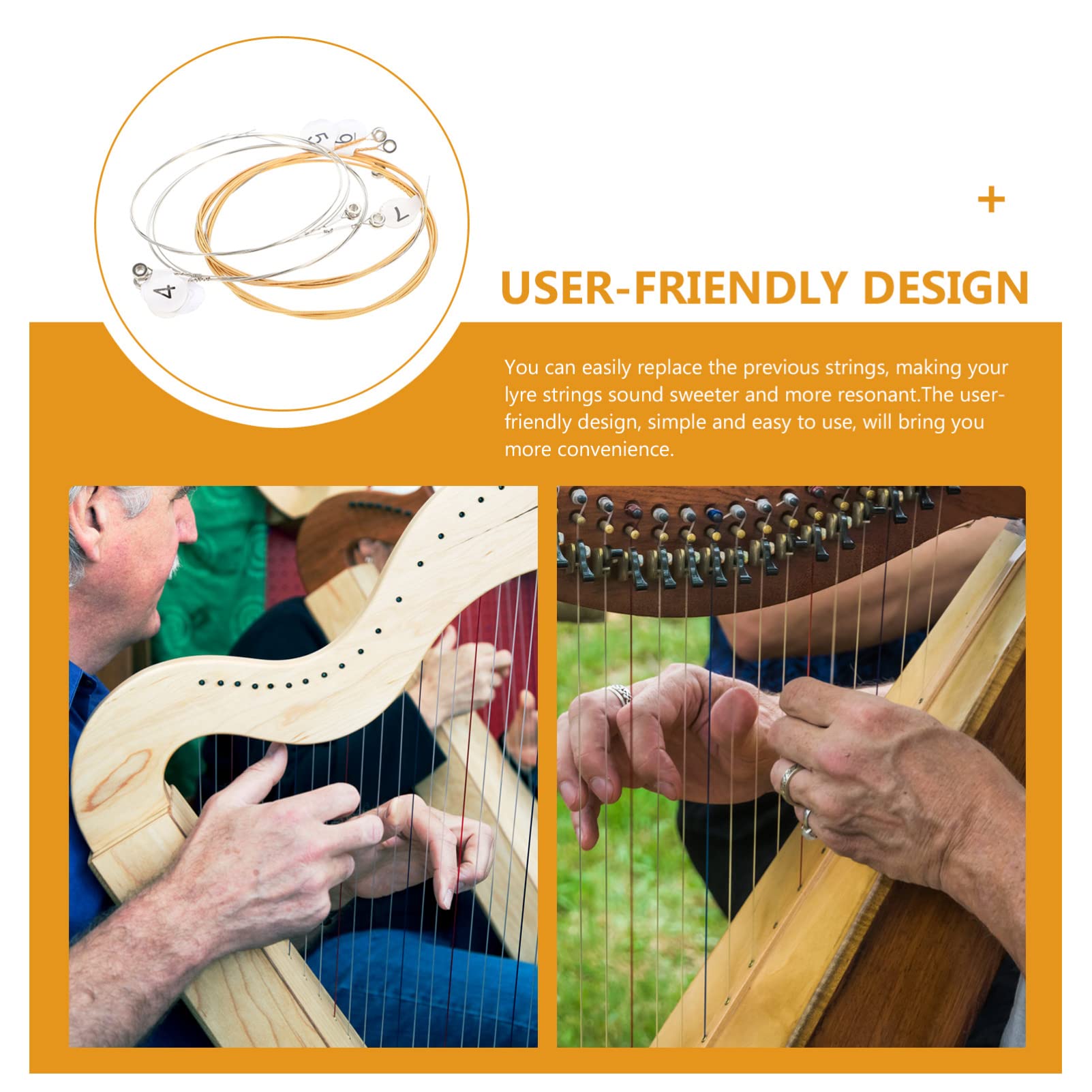 Vaguelly Practical Steel Lyre Harp Strings Kit - Replacement Strings for Lyre Instruments - Perfect for Professional Musicians & Beginners (Ideal for Performances, Practice & Studio Recording)