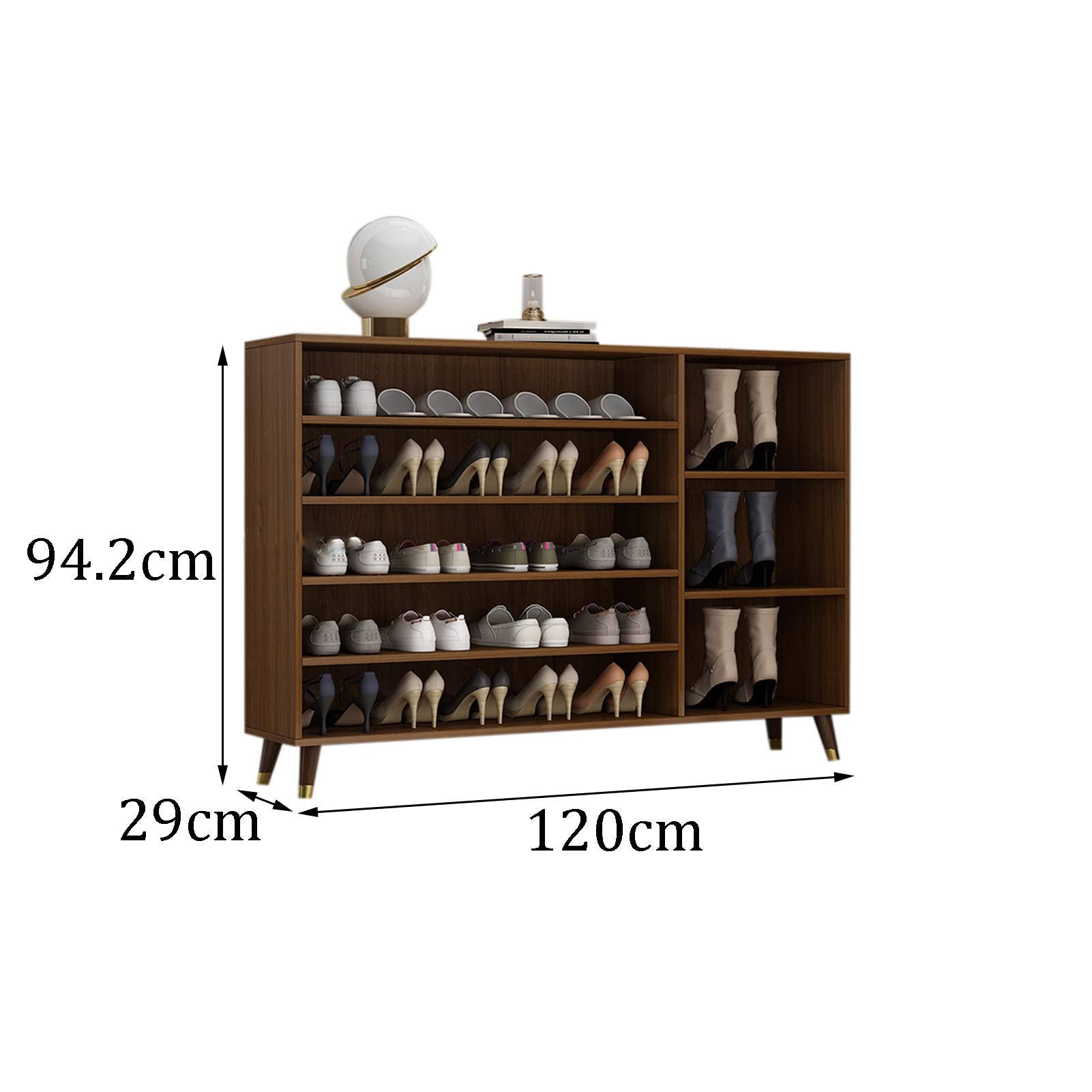 Solid Wood Shoe Rack - Multi-Tier Shoe Storage Shelf for Entryway, Hallway & Living Room - Easy Assembly (120x29x94.2cm) - Perfect for Organizing Shoes, Boots & Home Decor