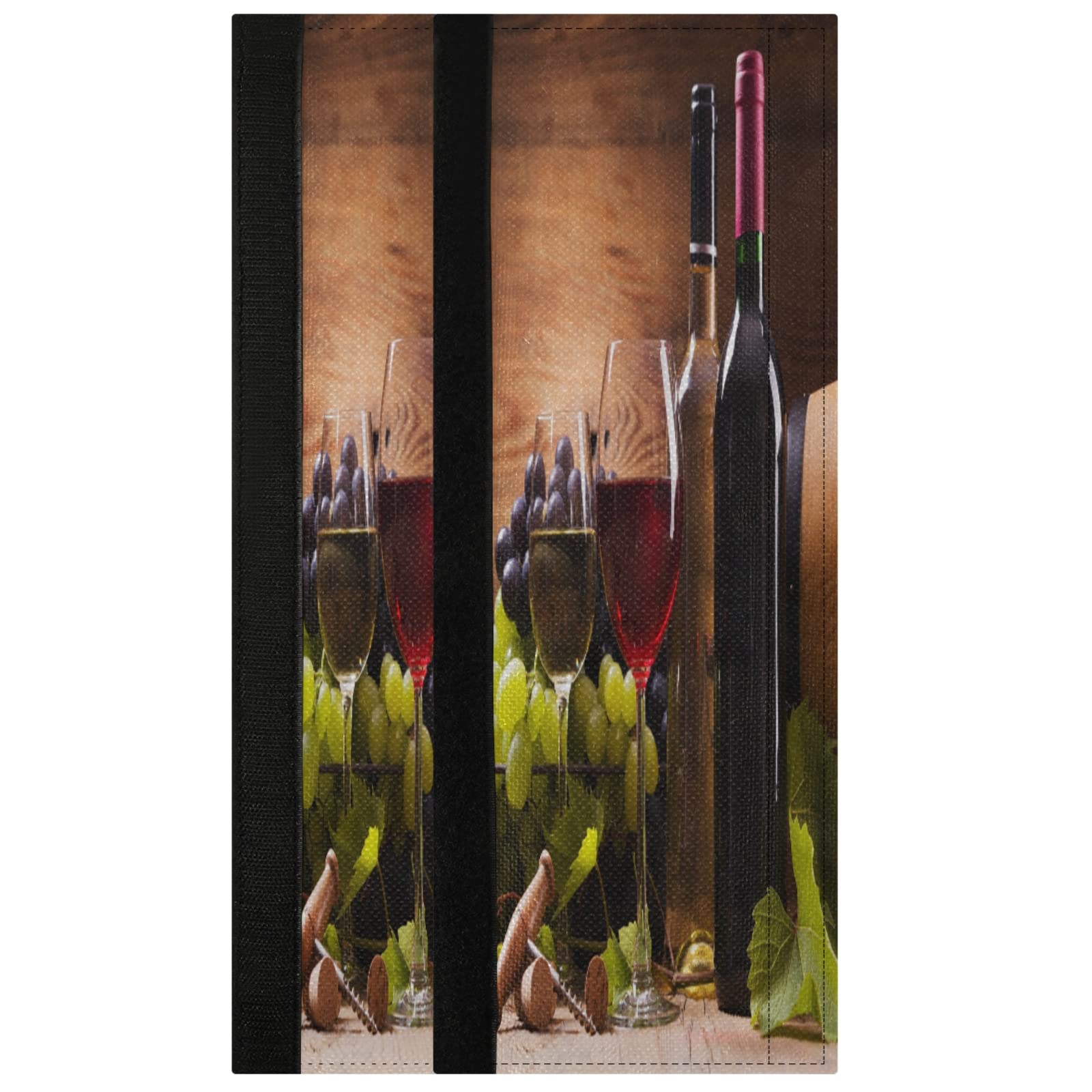 Premium Red & White Wine Glass Refrigerator Door Handle Covers - Set of 2 Grape Wooden Kitchen Appliance Protectors for Fridge, Oven & Dishwasher - Elegant Home Decor & Practical Kitchen Accessories for Wine Lovers & Entertaining Guests