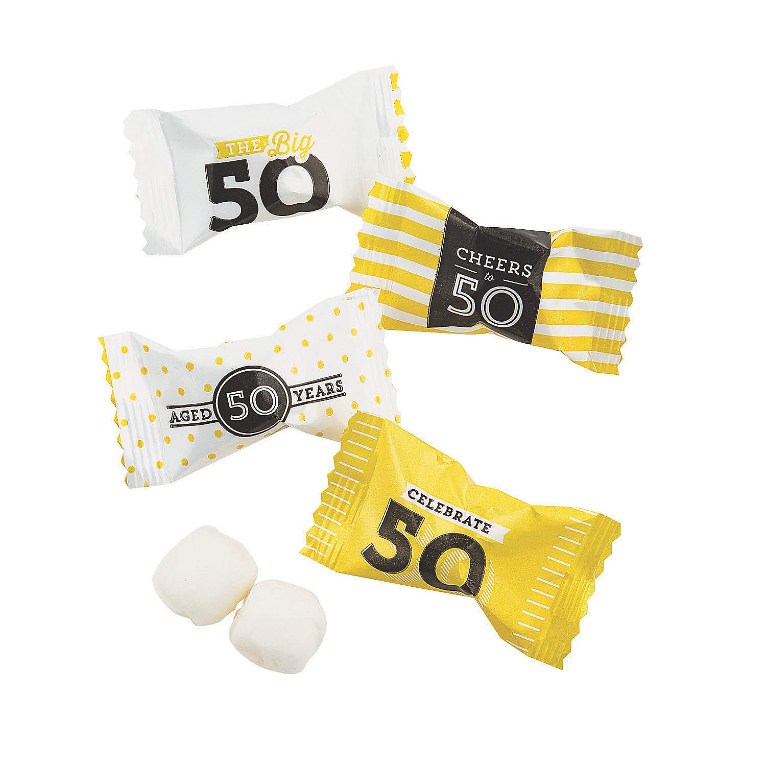 50th Birthday Buttermint Candy - Bulk Pack of 108 Individually Wrapped Mints - Party Favors & Supplies for Anniversary Celebrations, Retirement Parties, and Golden Jubilee Events