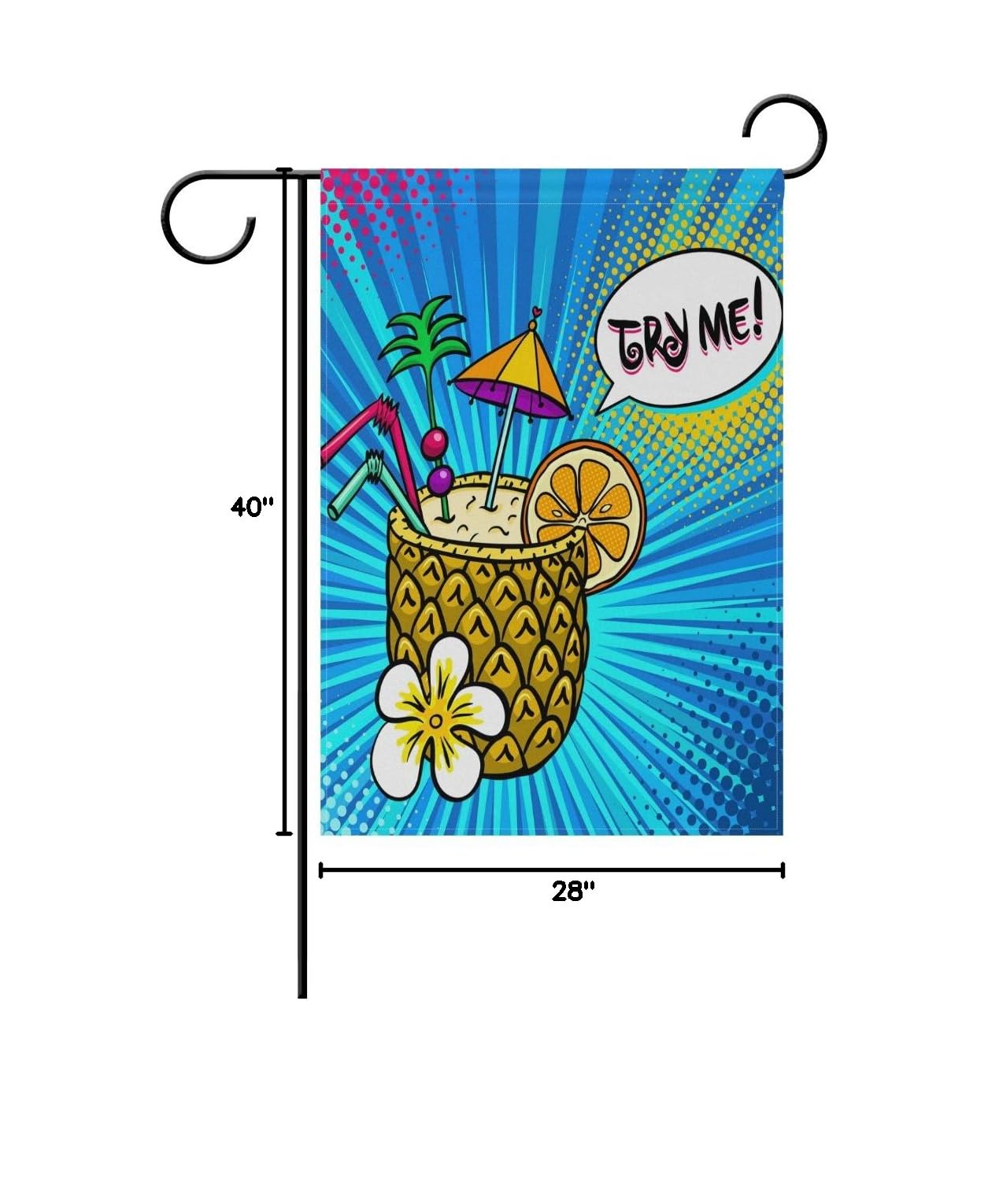 ALAZA Double Sided Tropical Pineapple Cocktail Garden Flag - 28 x 40 Inch Outdoor Yard Decor, Seasonal Spring Summer House Welcome Flag - Perfect for Patio, Lawn, Porch & Backyard Decorations