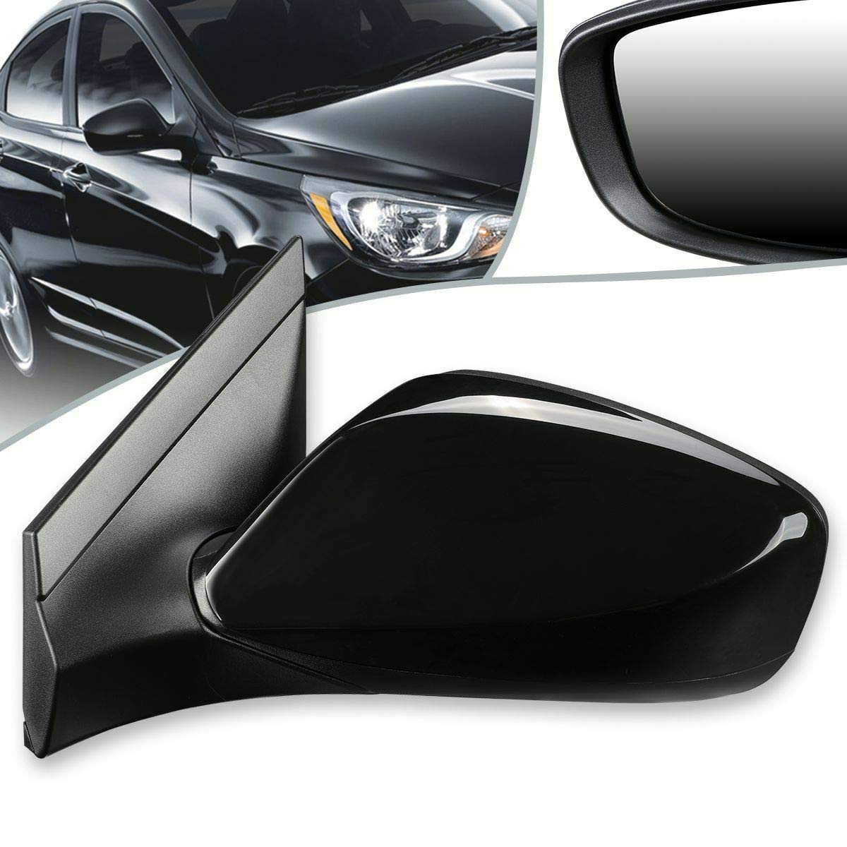 OEMMRHY1320186 Compatible Power Heated Side Mirror Left for Hatchback & Sedan - Perfect for Winter Driving & Replacement Parts