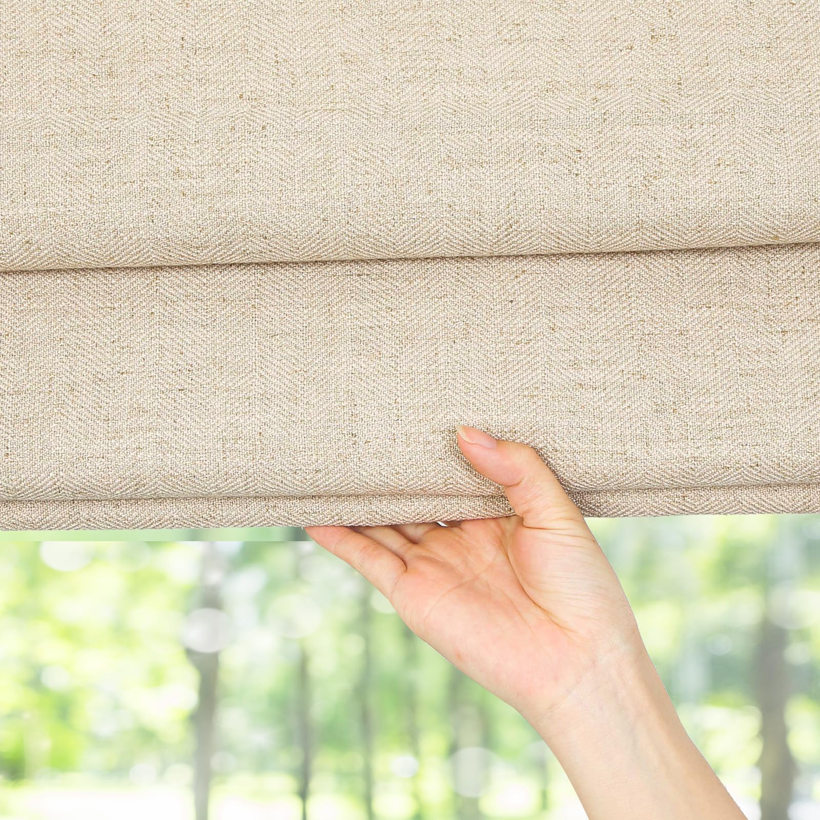 Blackout Custom Fabric Roman Shades - Cordless Window Blinds for Kitchen, French Doors & Windows | Light Filtering Beige Shades for Privacy & Room Darkening | Perfect for Bedrooms, Living Rooms & Home Offices