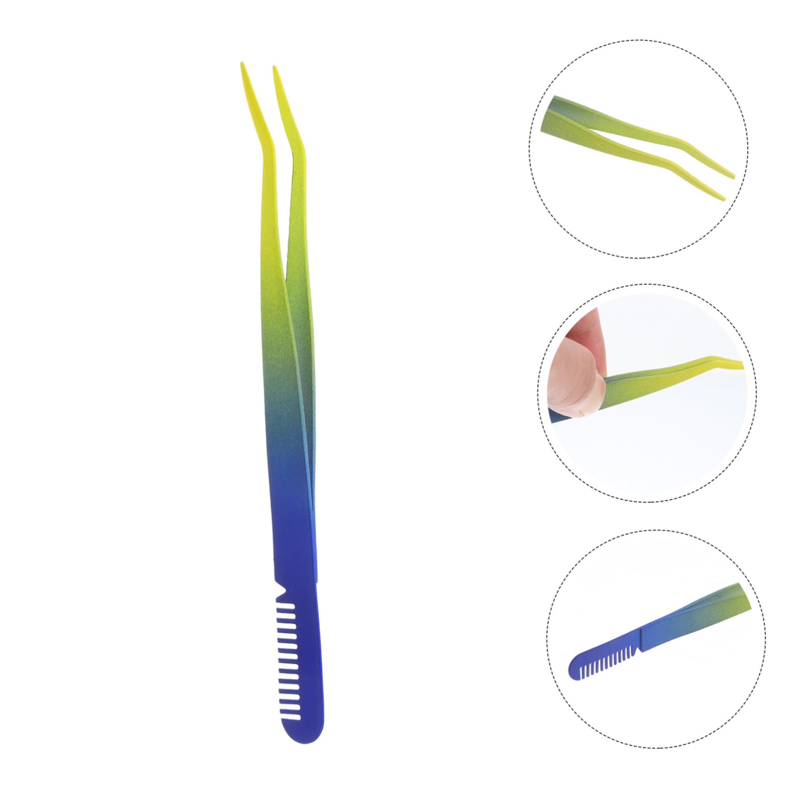 Precision Stainless Steel Eyebrow Tweezers with Comb - Professional Eyelash Extension Tools for Women, Lash Applicator & Grooming Accessories - Perfect for Salon, Home Use & Travel Makeup Kits