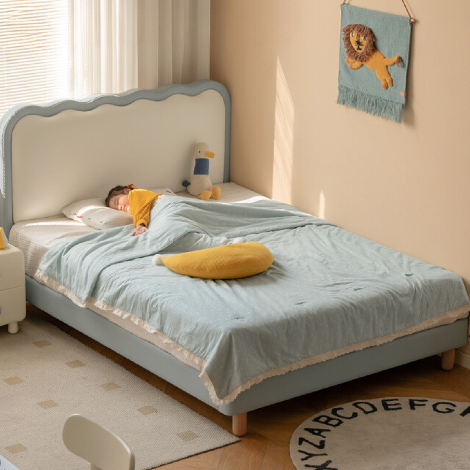 Organic Leather Kids Soft Bed - Comfortable & Durable Toddler Bed for Boys & Girls | Perfect for Nursery, Bedroom & Playroom