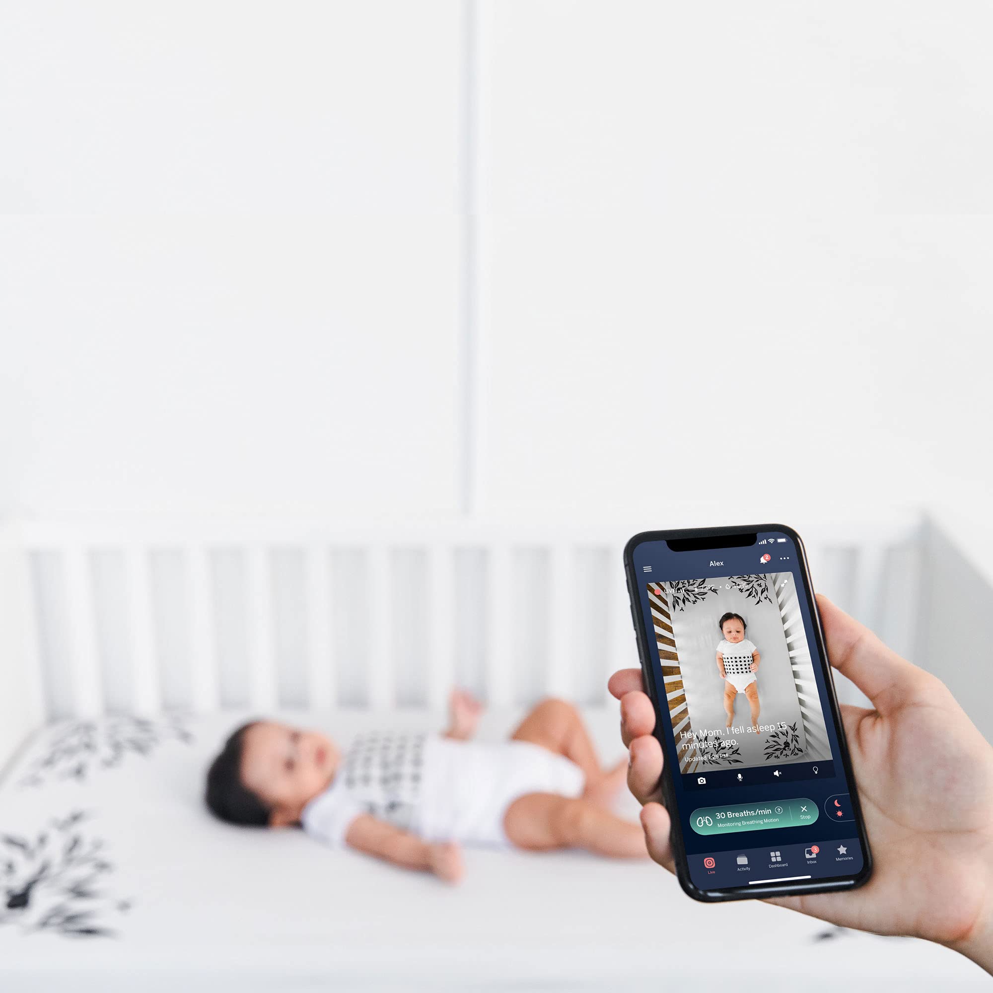 Nanit Smart Sheets - 100% Organic Cotton Fitted Crib Sheets for Standard Crib Mattress | Compatible with Nanit Baby Monitor for Height Tracking | Breathable & Hypoallergenic | Perfect for Nursery, Daycare & Travel (Blue)