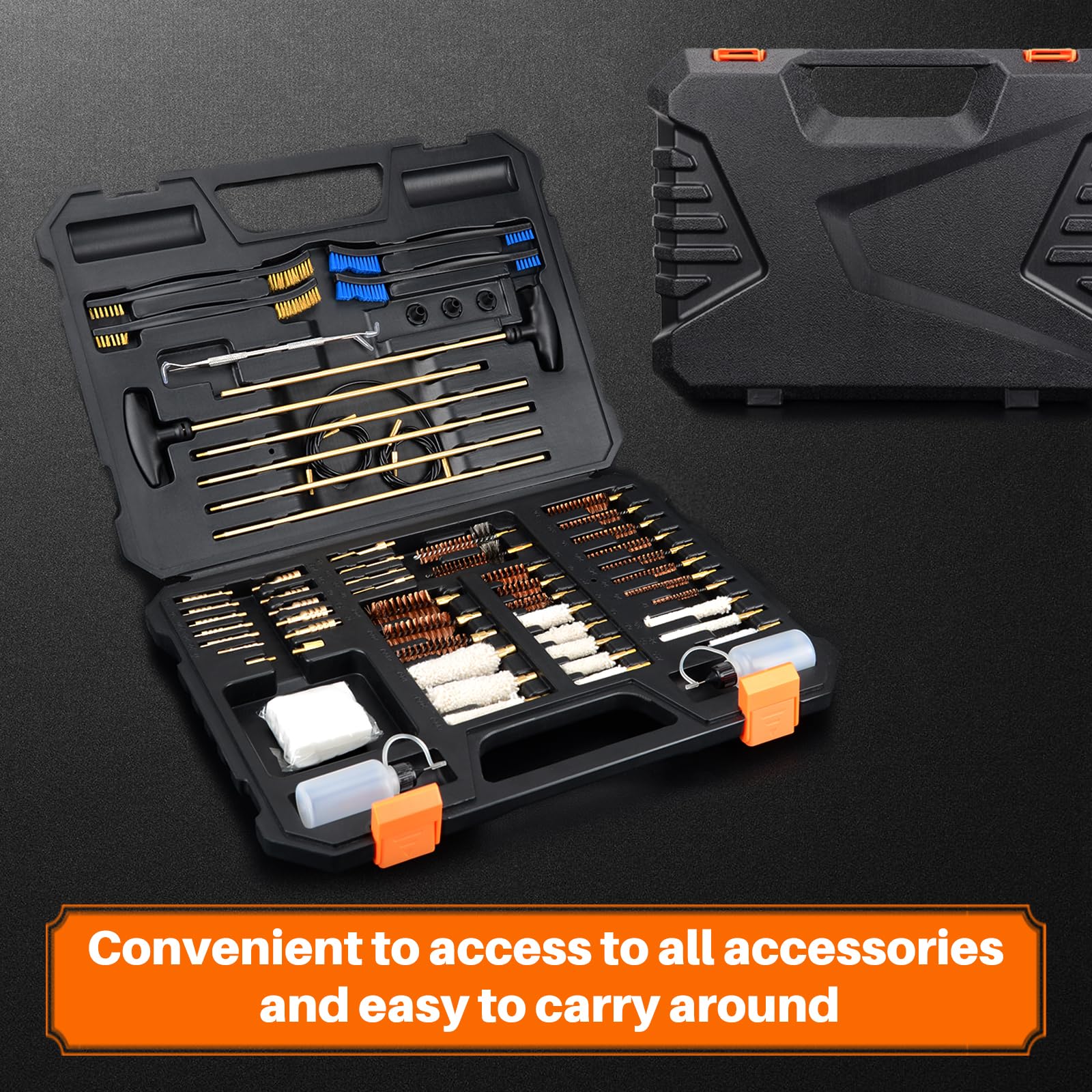 BOOSTEADY Pro Universal Gun Cleaning Kit - High-End Brass Brushes, Mops, Jags & Reinforced Rods for Handguns, Shotguns & All Firearms | Perfect for Home Maintenance, Hunting & Range Shooting