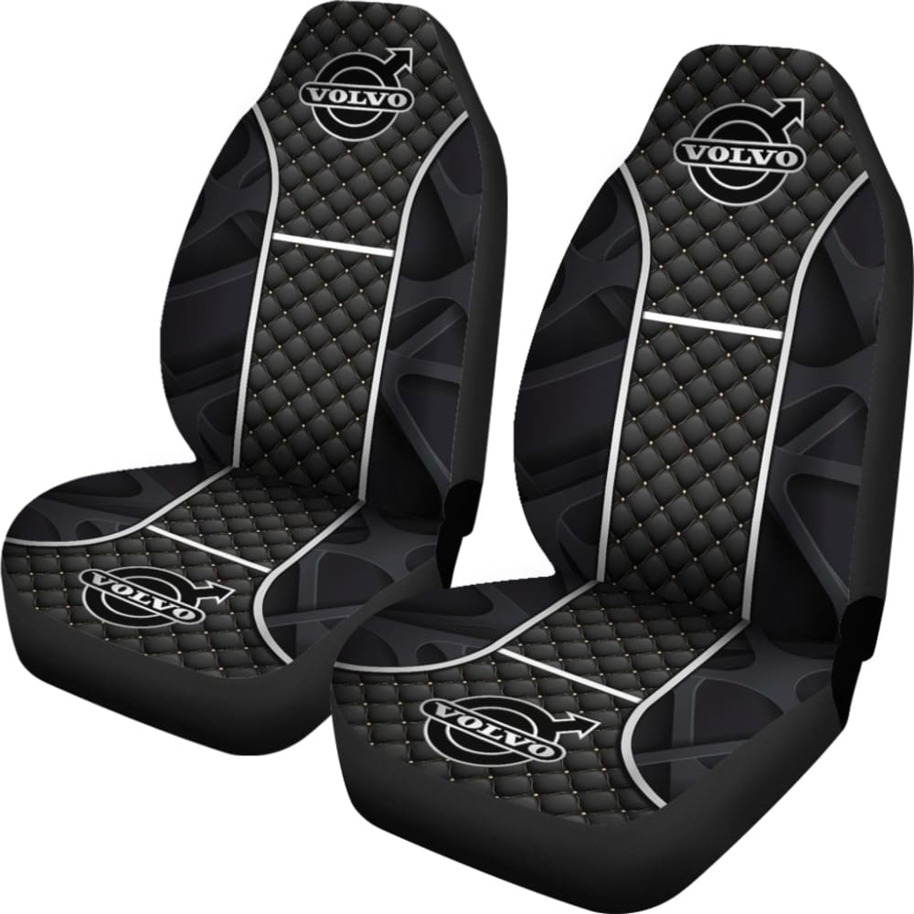 Premium Volvo Black Themed Printed Car Seat Covers 210901 - Perfect for Car Enthusiasts & Custom Vehicle Interior Upgrades