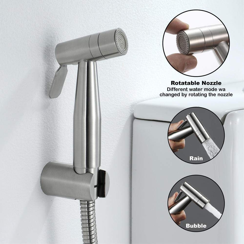 Stainless Steel Handheld Sprayer Kit - Multi-Function Shower Tap Spray Gun with Brushed Finish for Bathroom, Kitchen & Garden Use