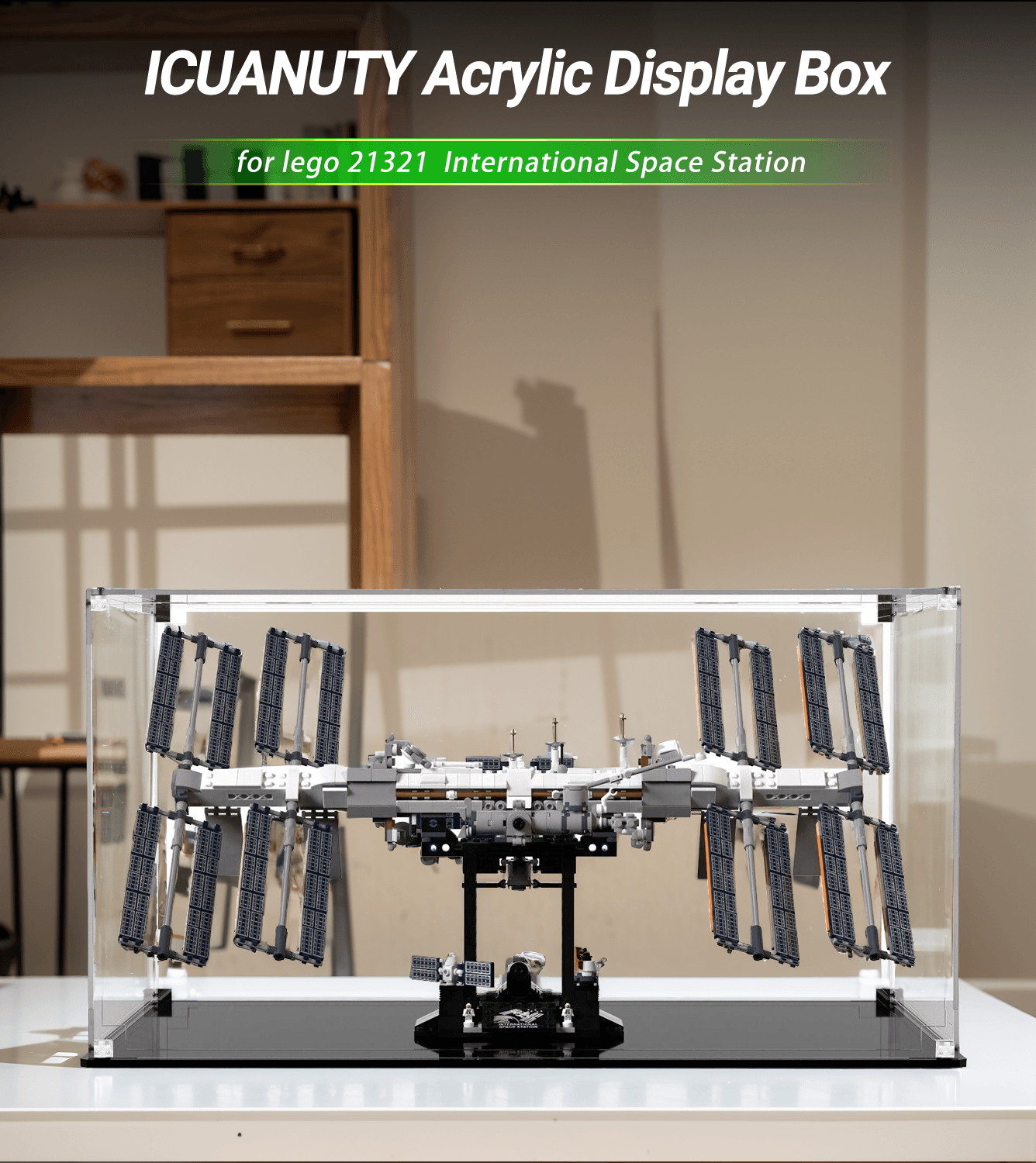 Lego International Space Station 21321 Display Case - Clear Acrylic Protection for Lego NASA Space Model - Perfect for Home Office Decor & Collector's Showcase