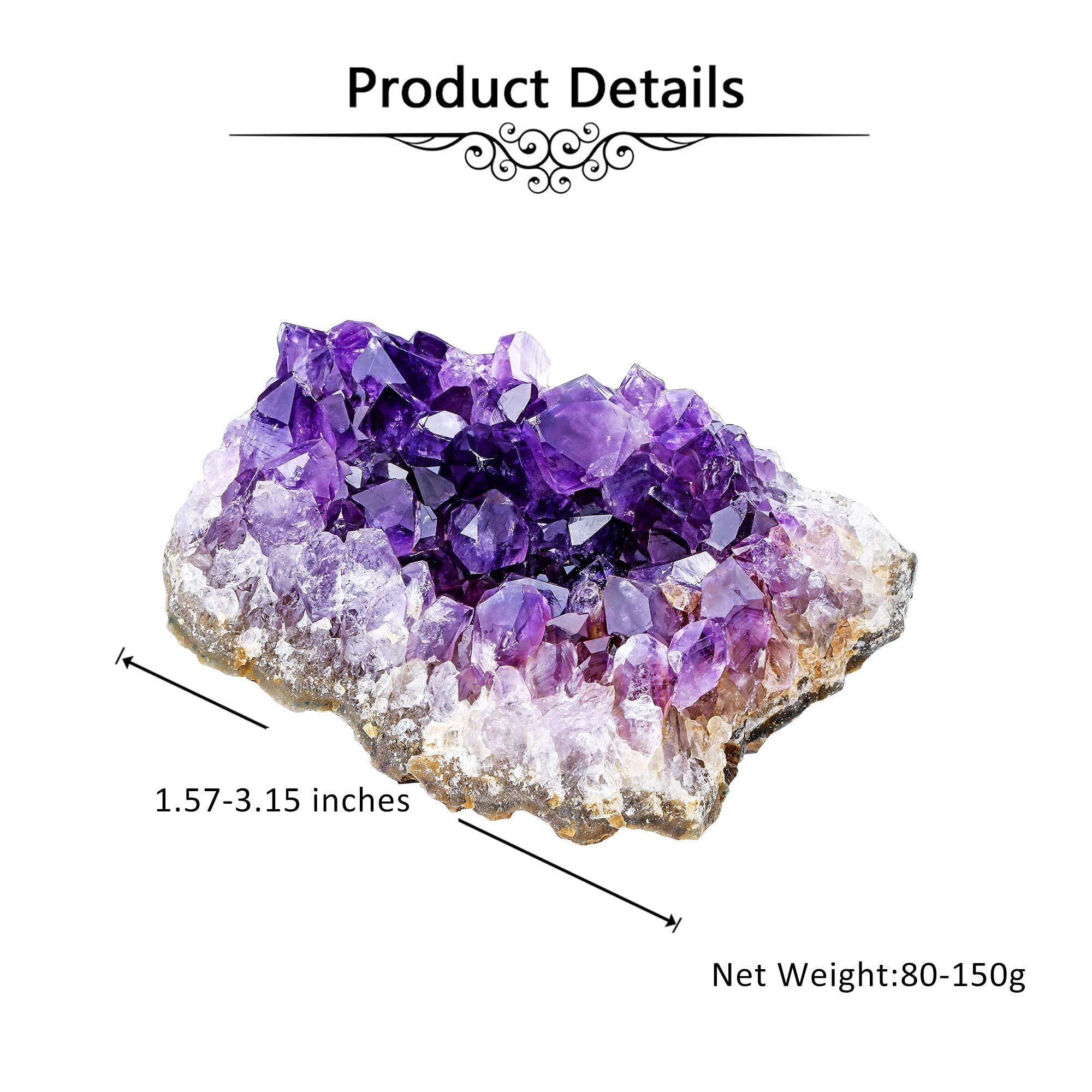 Jovivi Bundle - 2 Natural Amethyst Crystal Healing Stones: Raw Geode Cluster & Crystal Tree with Fluorite Base | Spiritual Healing, Meditation, Home Decor, Feng Shui, Gift Idea