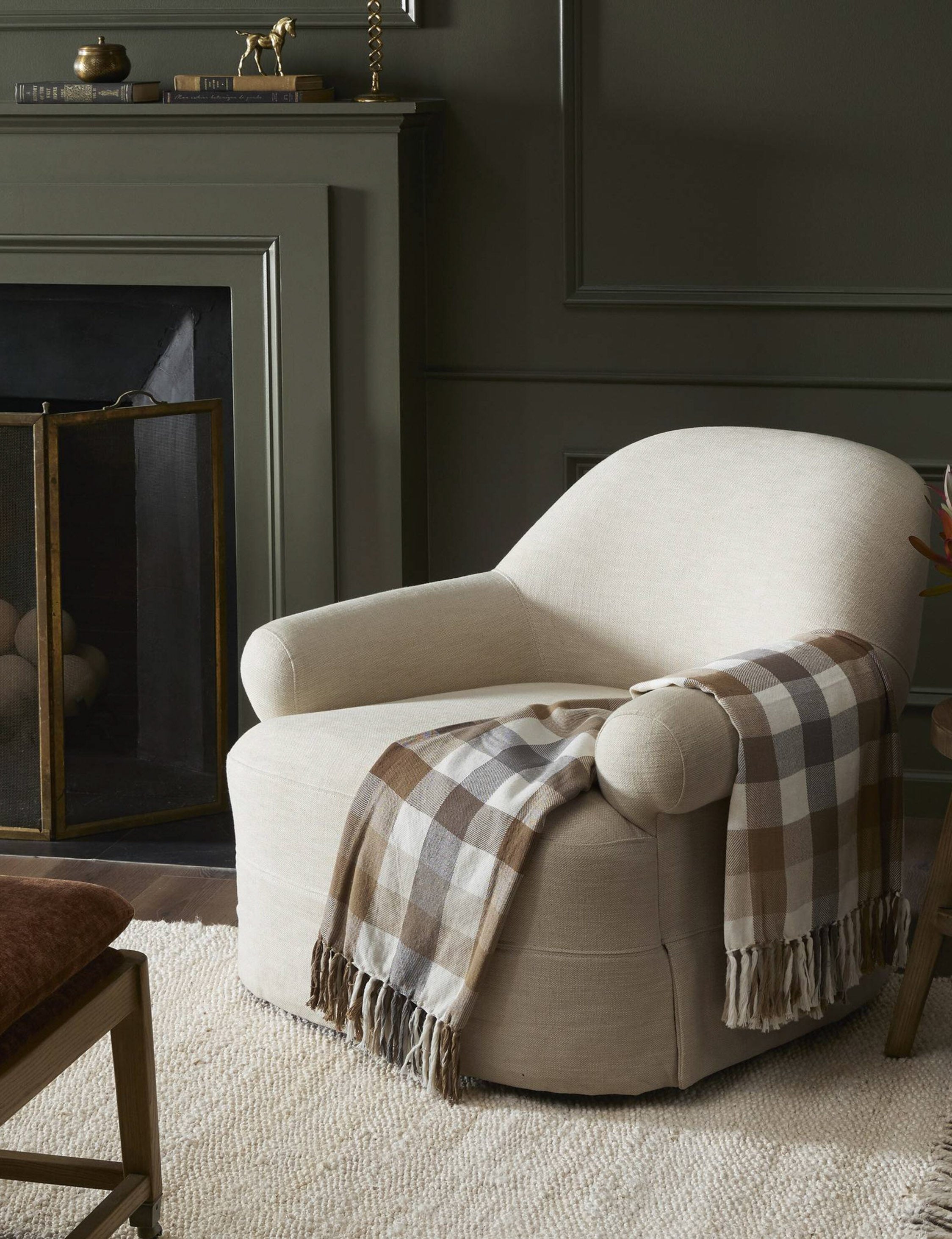 Arden Slipcover Swivel Chair by Amber Lewis x Four Hands - Modern Upholstered Accent Chair with 360° Rotation - Perfect for Living Room, Bedroom or Office
