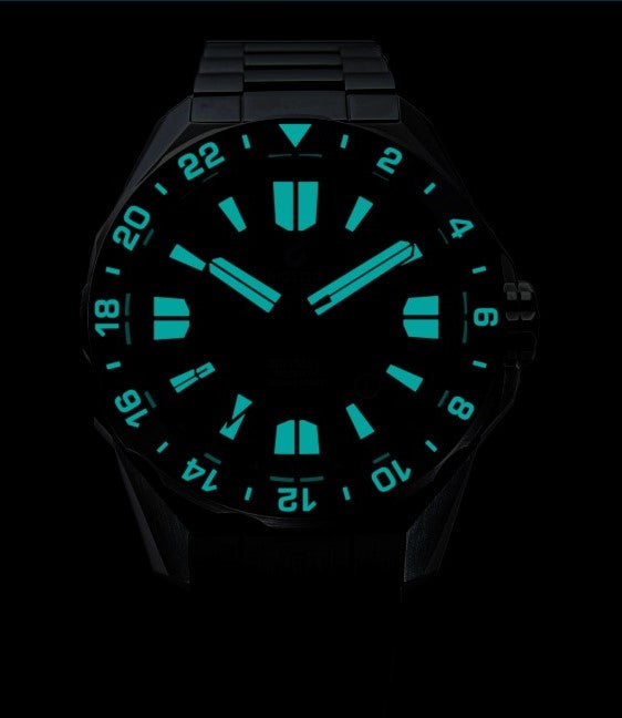 BOLDR Odyssey Freediver GMT RB1876 - Premium Stainless Steel Dive Watch for Men | Automatic GMT Function | 200M Water Resistant | Perfect for Diving, Travel & Outdoor Adventures