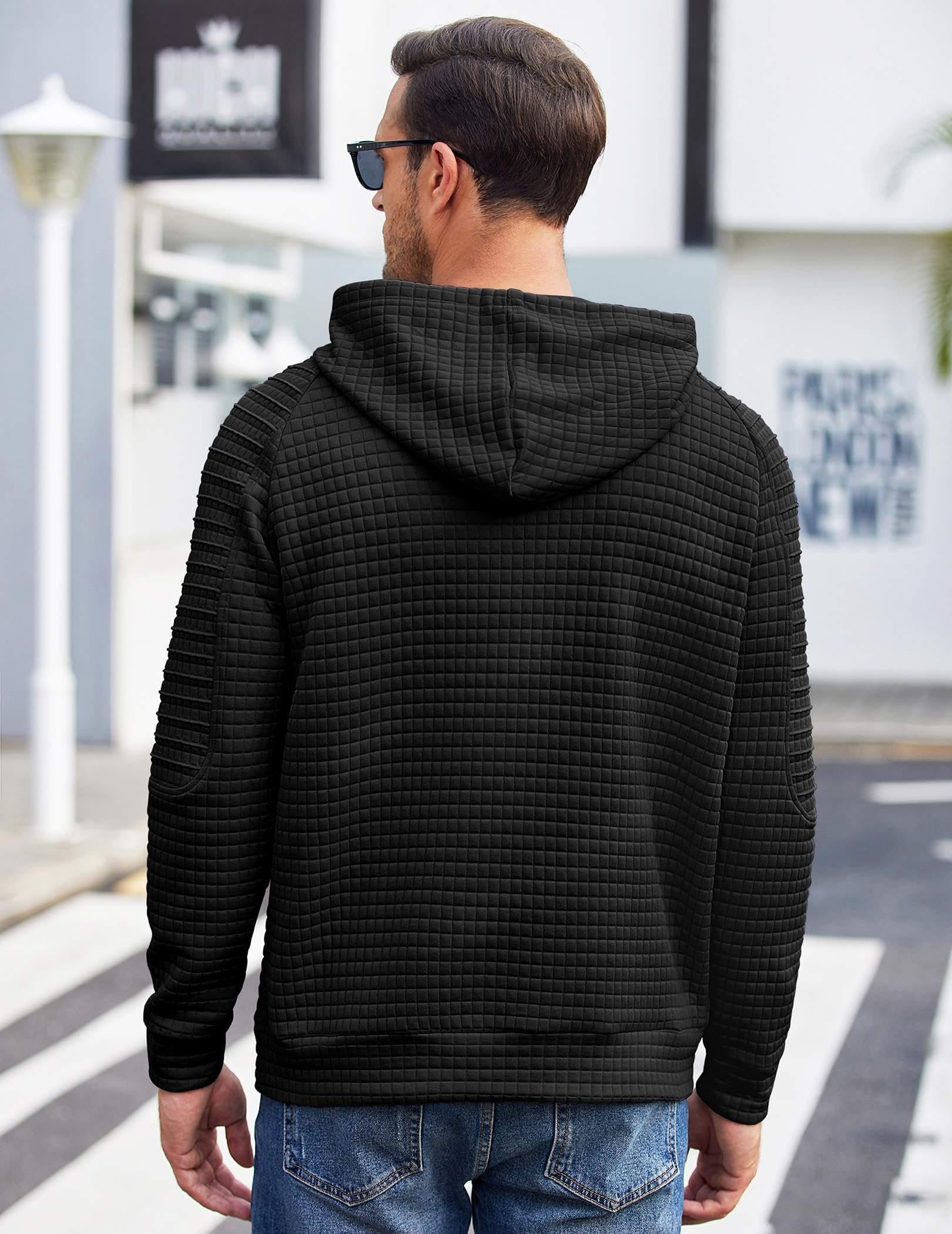 COOFANDY Men's Casual Pullover Hoodie - Long Sleeve Waffle Knit Sweatshirt with Kangaroo Pocket & Drawstring Hood | Perfect for Streetwear, Loungewear and Outdoor Activities