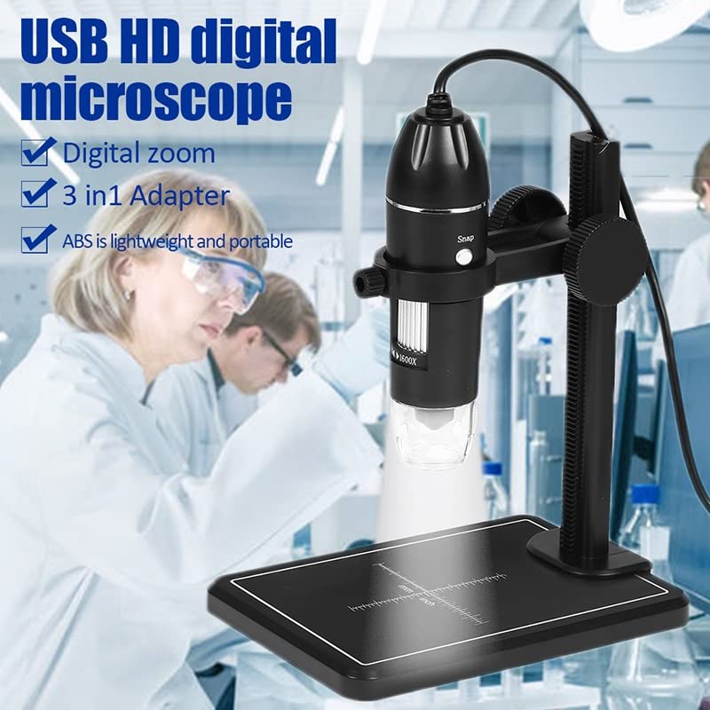 1600X USB Digital Microscope with 8 LED Lights, Slide Preparation Camera & Accessories Kit - Perfect for Coin Collecting, Jewelry Inspection, and Electronic Repair