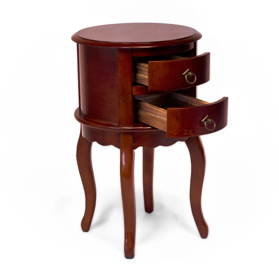 All Things Cedar Twin Drawer Round Hall Table - Solid Wood Entryway Console with Storage - Perfect for Small Spaces, Foyers & Apartment Living