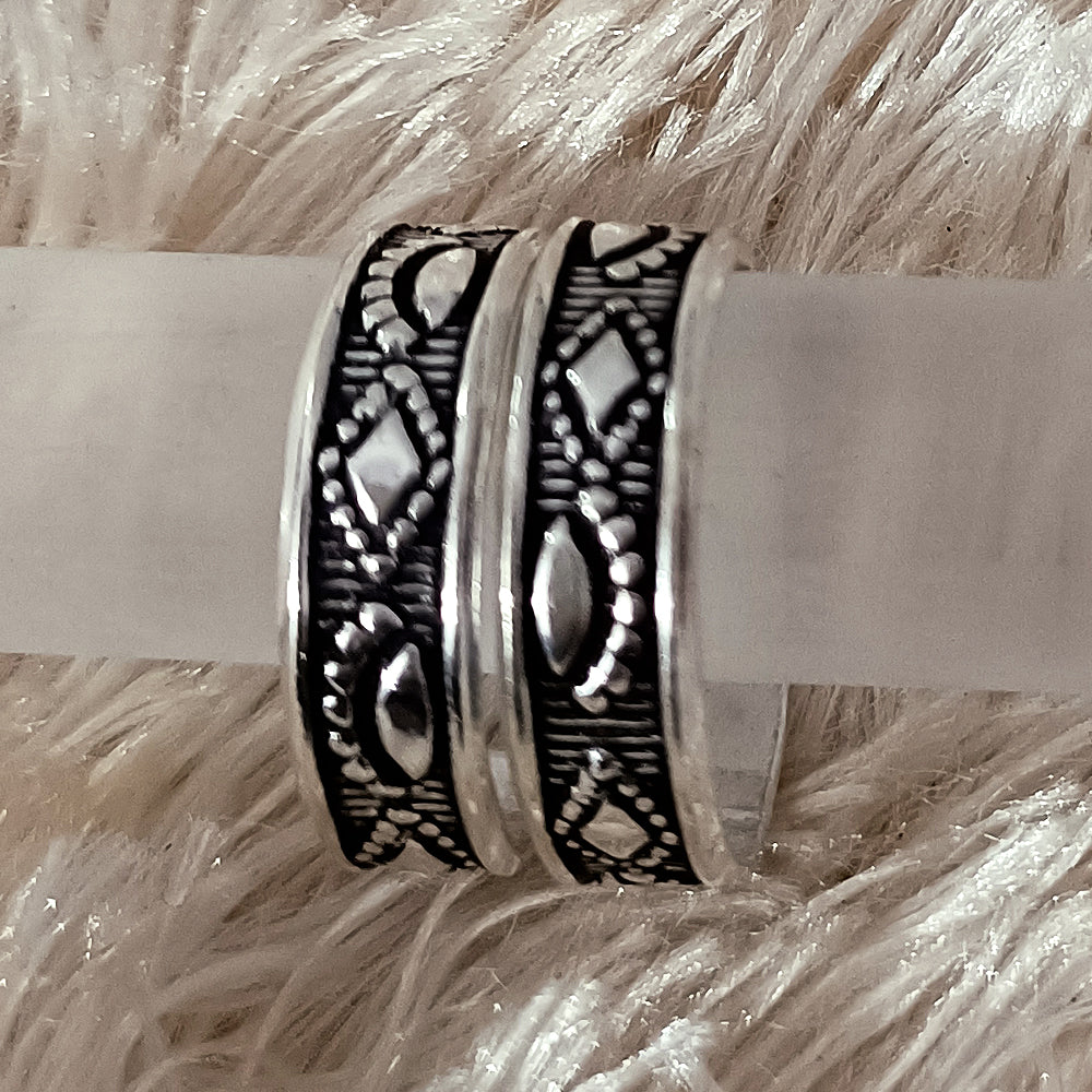 925 Sterling Silver Adjustable Toe Rings for Women - Size 6-10, Comfort Fit Boho Beach Jewelry (Design 100) - Perfect for Summer Vacations, Pedicures and Beach Weddings