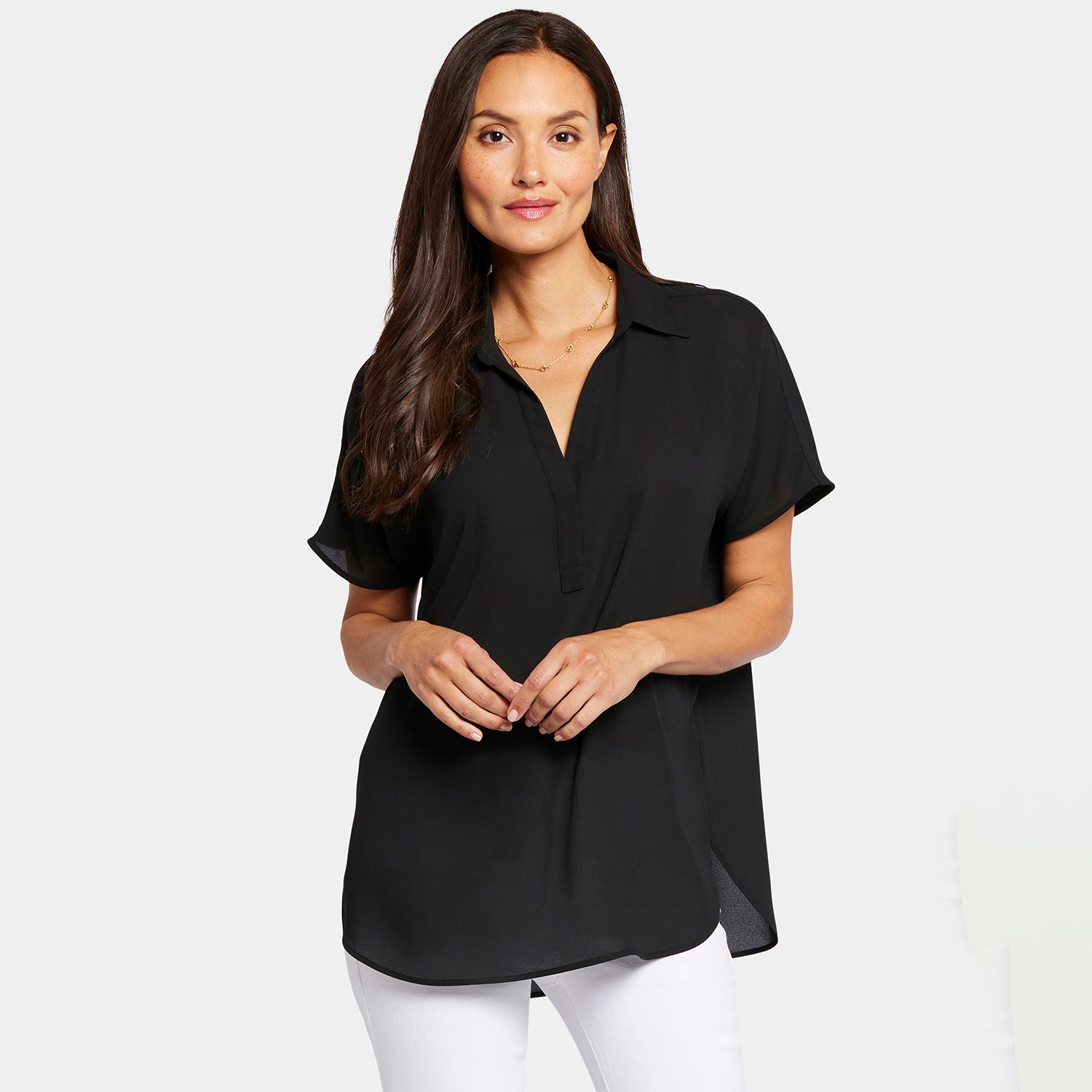 Becky Short Sleeve Blouse for Women - Classic Black Top for Casual Wear, Office & Date Night Outfits